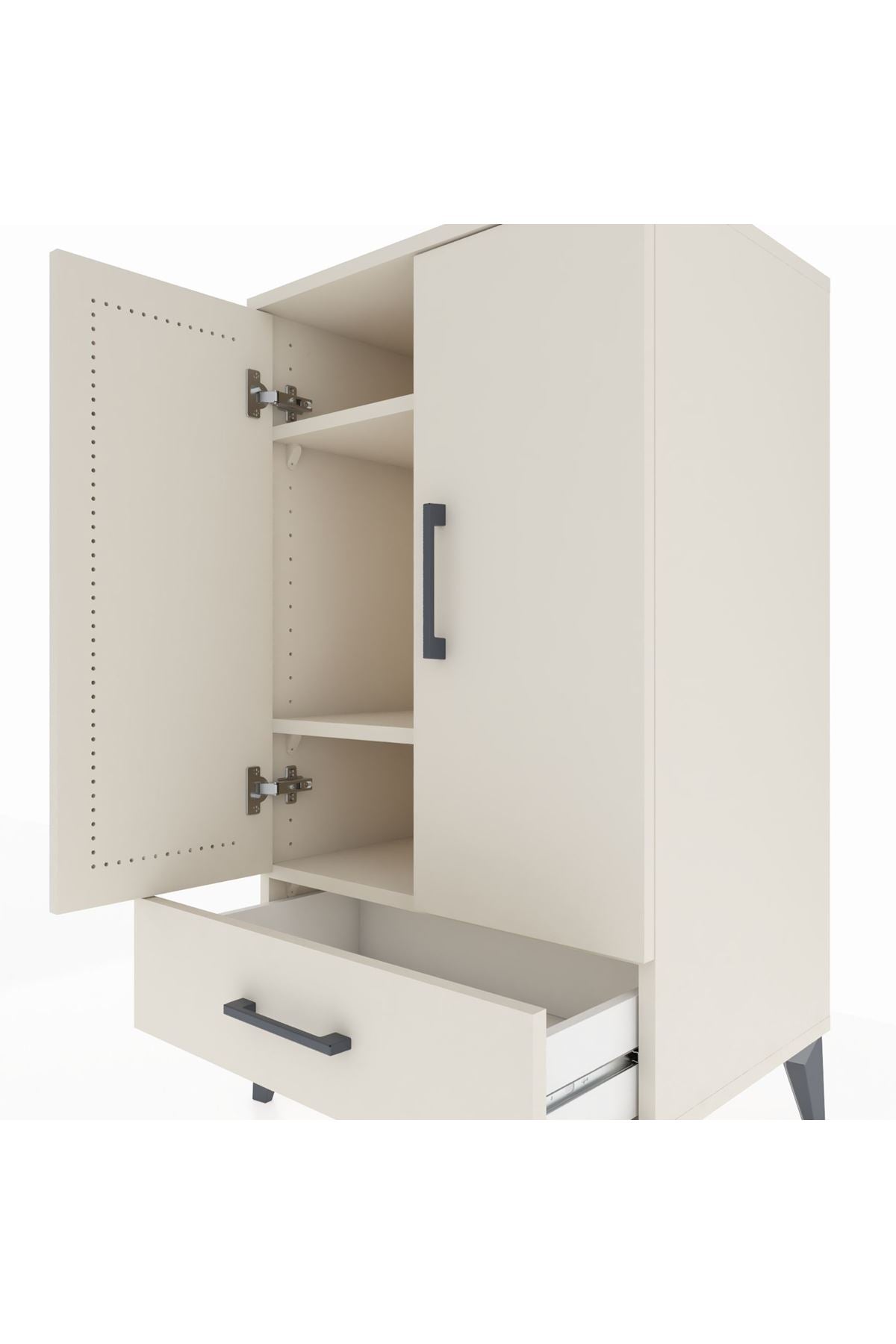 Hyperion Komodin 3 Raflı Tek Çekmeceli 2 Kapaklı 60x44x106 - S48M004V1B
