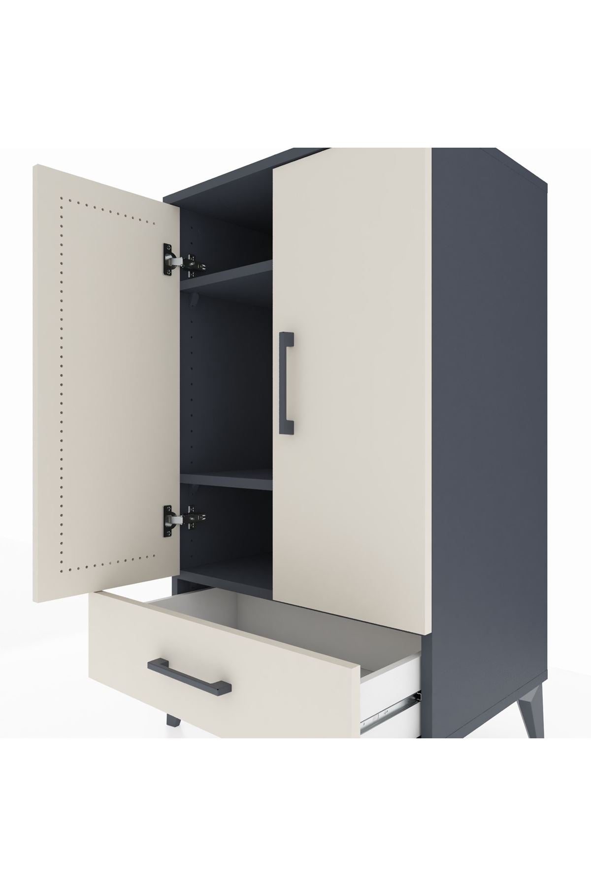 Hyperion Komodin 3 Raflı Tek Çekmeceli 2 Kapaklı 60x44x106 - S48M004V4B