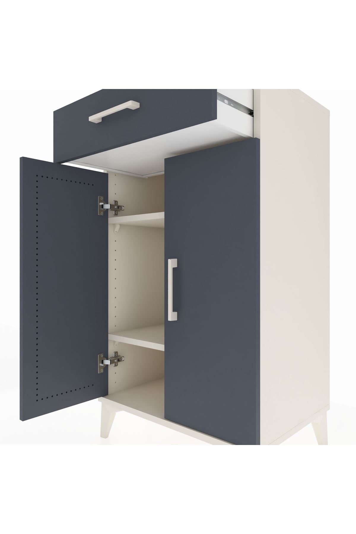 Hyperion Komodin 2 Raflı Tek Çekmeceli 2 Kapaklı 60x44x106 - S48M005V2B