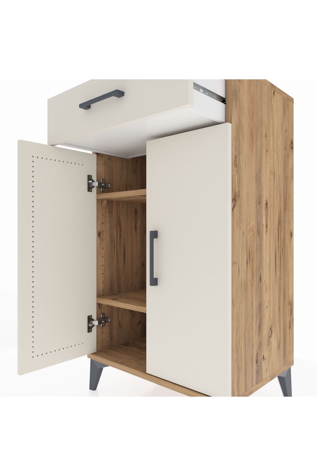 Hyperion Komodin 2 Raflı Tek Çekmeceli 2 Kapaklı 60x44x106 - S48M005V7B