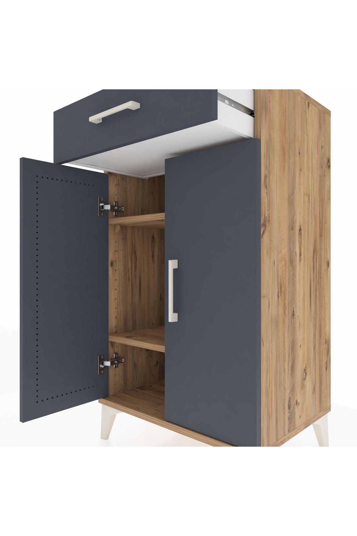 Hyperion Komodin 2 Raflı Tek Çekmeceli 2 Kapaklı 60x44x106 - S48M005V8B