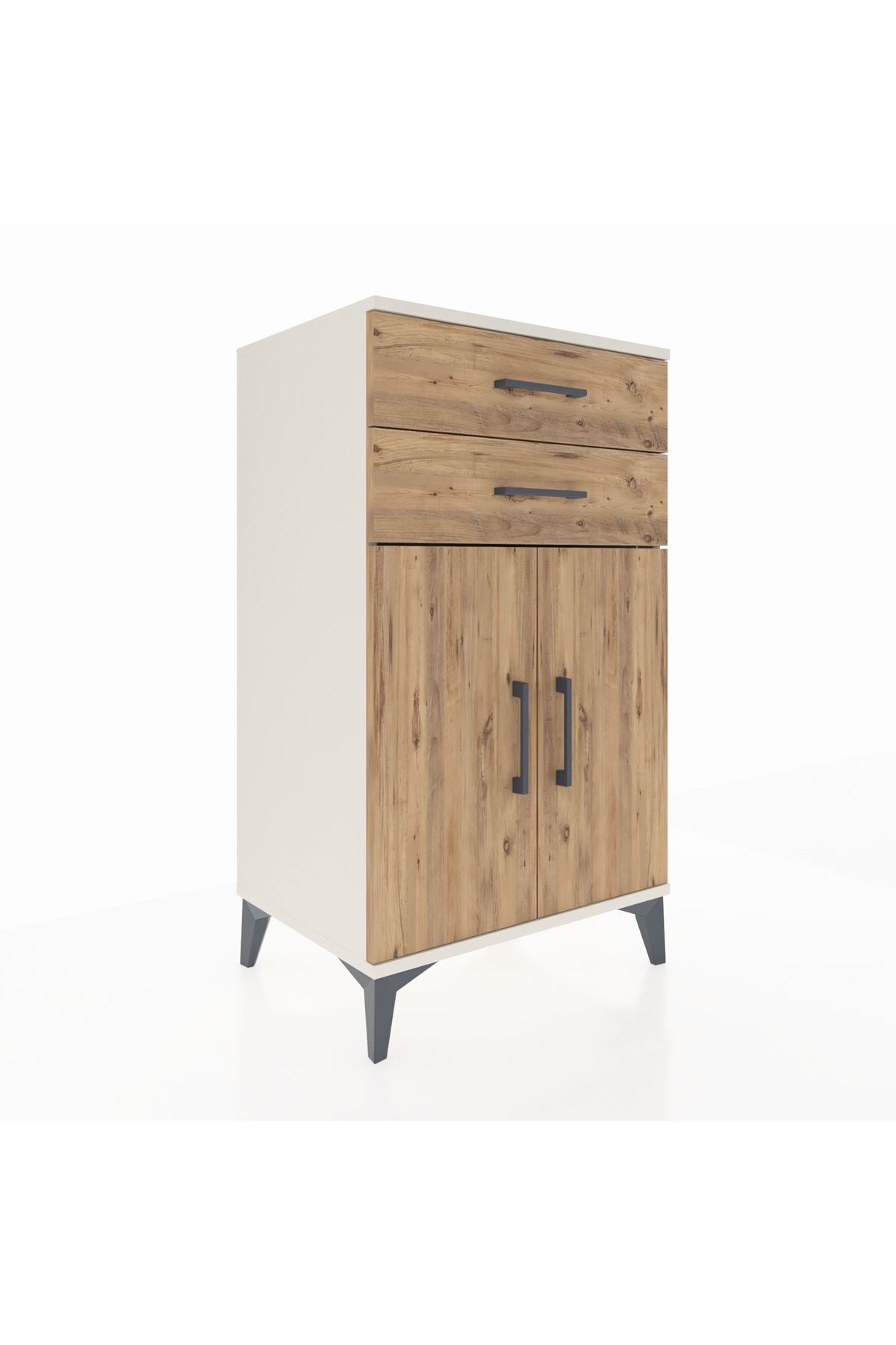 Hyperion Komodin Tek Raflı 2 Çekmeceli 2 Kapaklı 60x44x106 - S48M006V3B