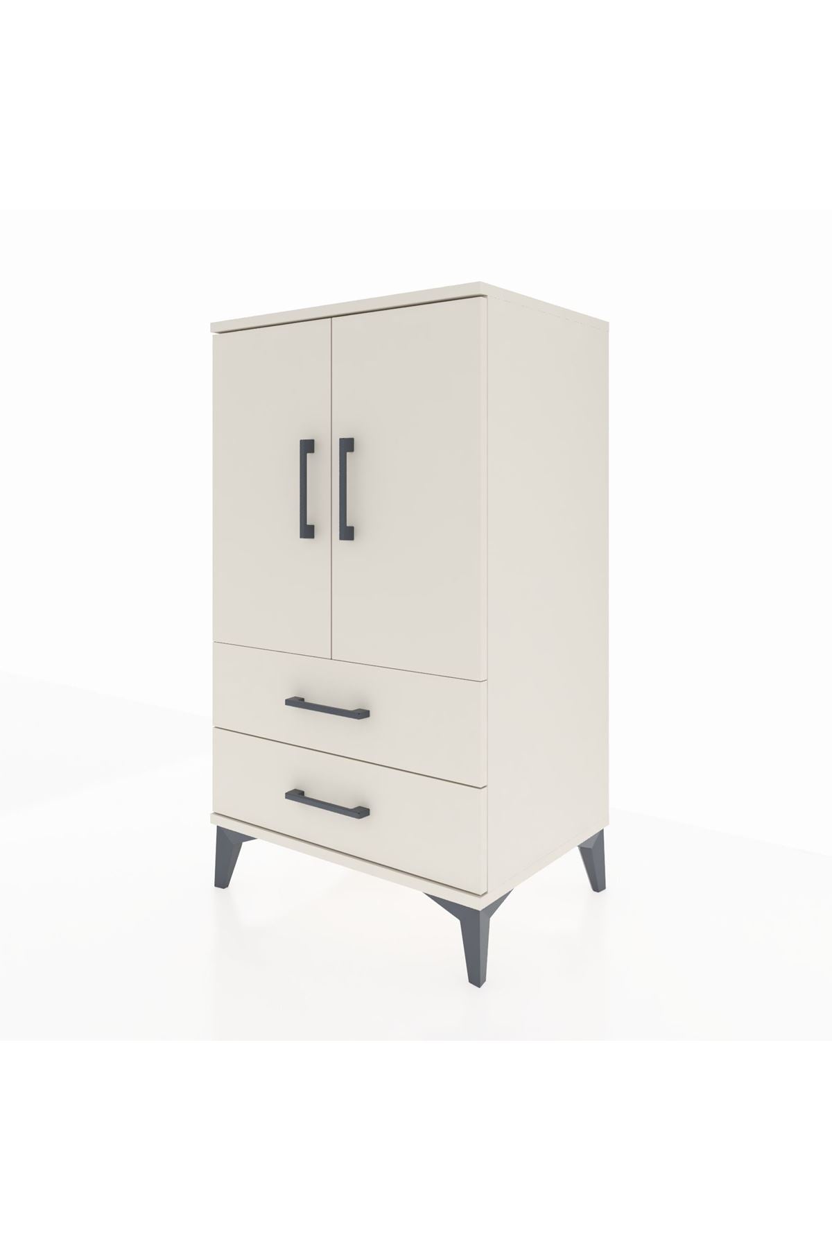 Hyperion Komodin 2 Raflı 2 Çekmeceli 2 Kapaklı 60x44x106 - S48M007V1B