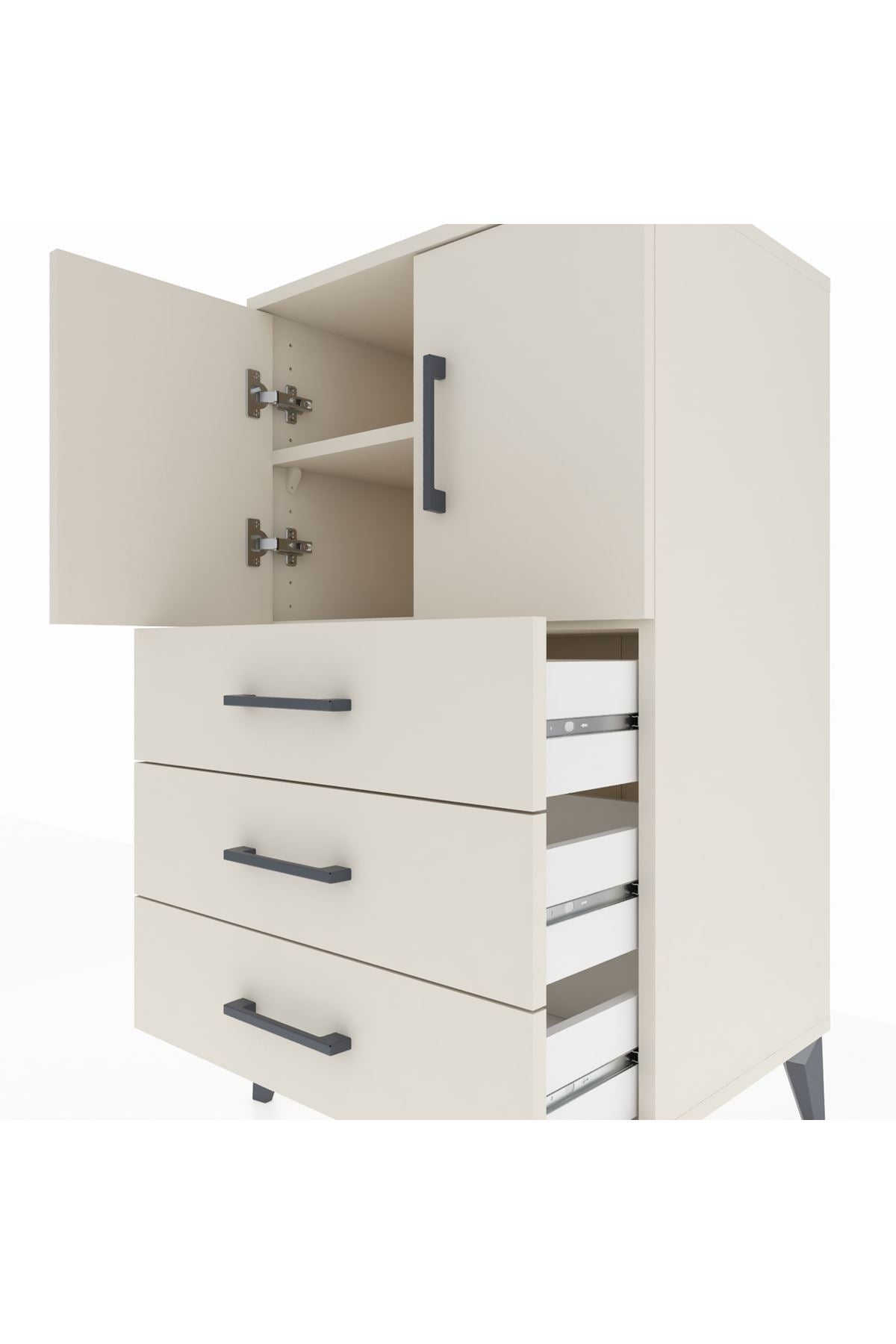 Hyperion Komodin 2 Raflı 3 Çekmeceli 2 Kapaklı 60x44x106 - S48M008V1B