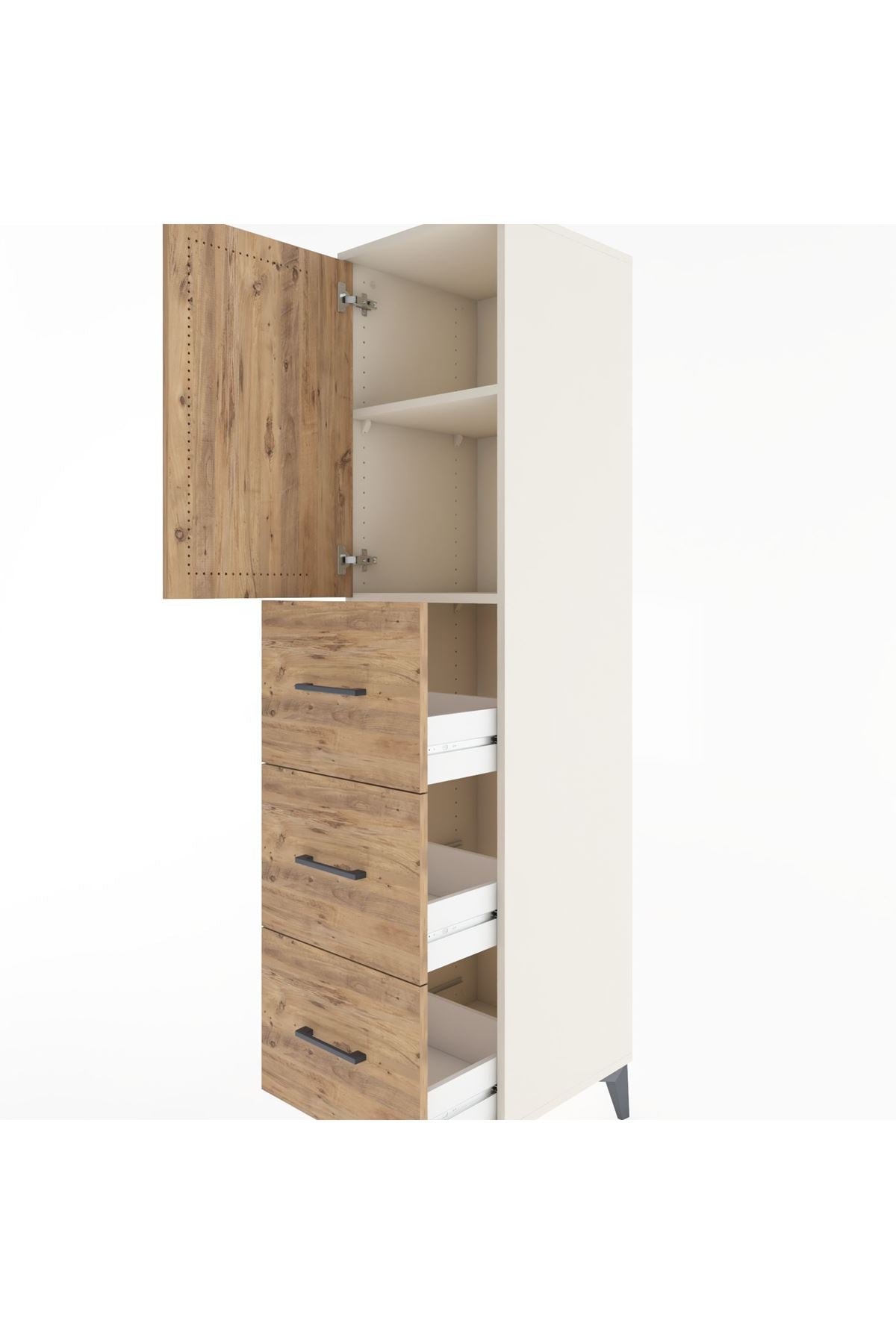 Hyperion Dolap 2 Raflı 3 Çekmeceli Tek Kapaklı 44x44x182 - S55M024V3B