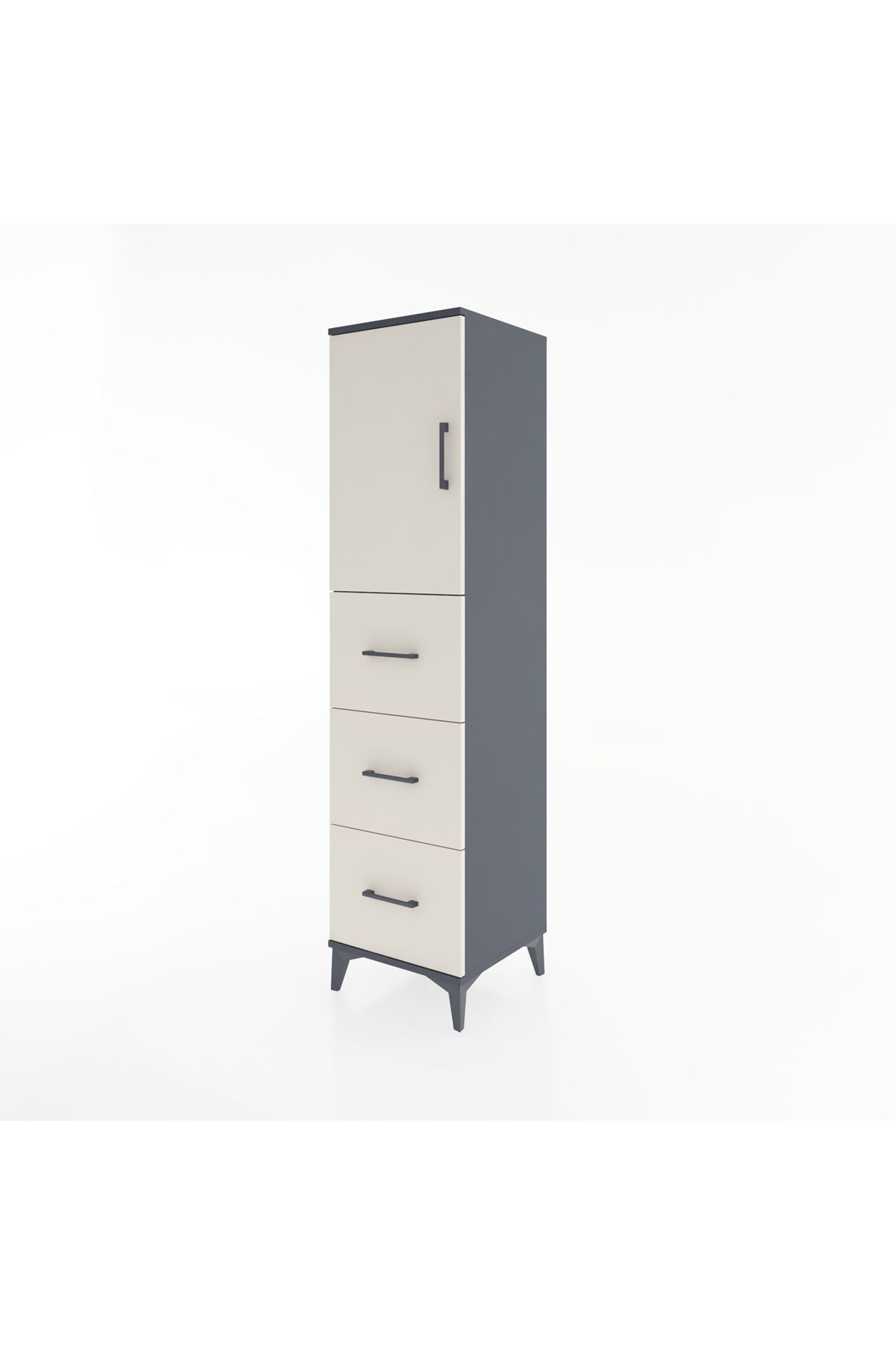 Hyperion Dolap 2 Raflı 3 Çekmeceli Tek Kapaklı 44x44x182 - S55M024V4B