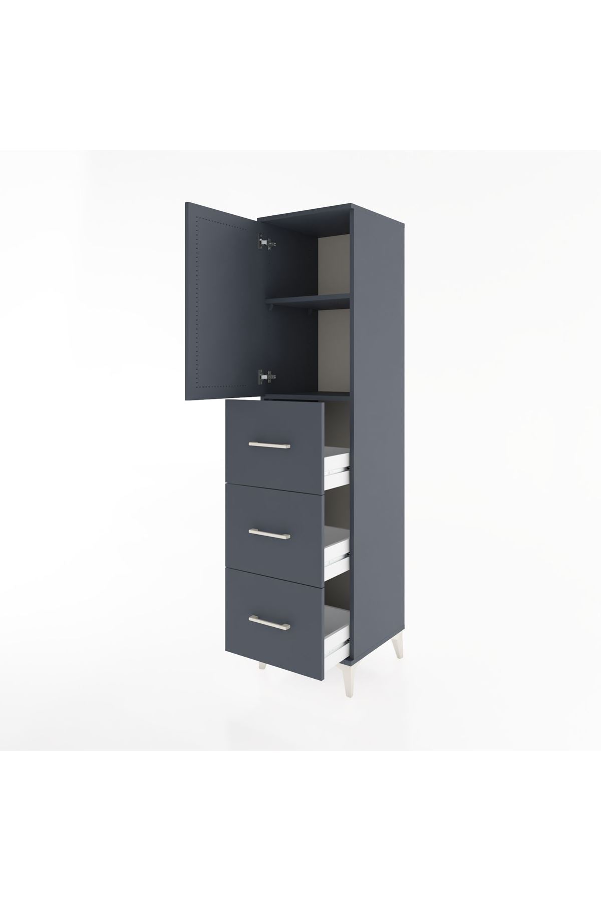Hyperion Dolap 2 Raflı 3 Çekmeceli Tek Kapaklı 44x44x182 - S55M024V5B