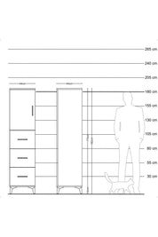 Hyperion Dolap 2 Raflı 3 Çekmeceli Tek Kapaklı 44x44x182 - S55M024V5B