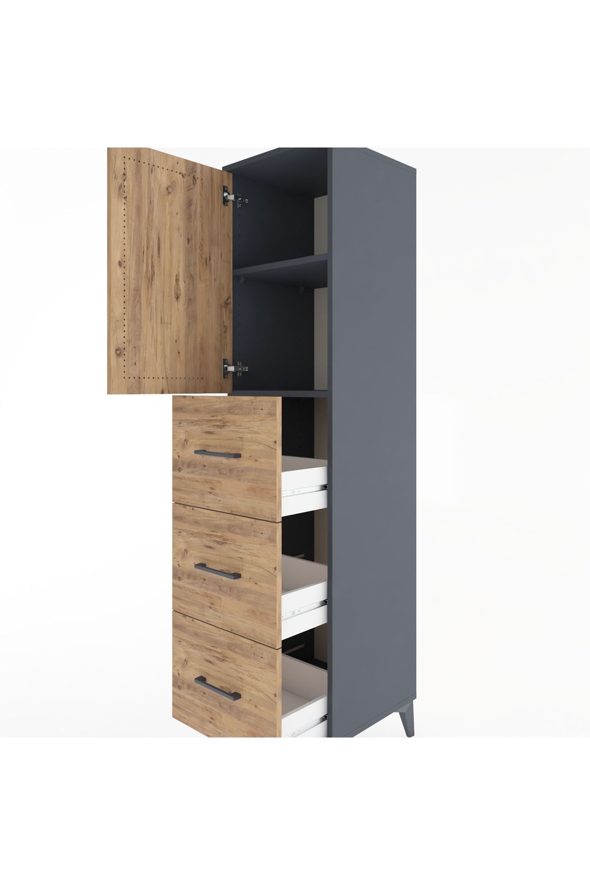 Hyperion Dolap 2 Raflı 3 Çekmeceli Tek Kapaklı 44x44x182 - S55M024V6B