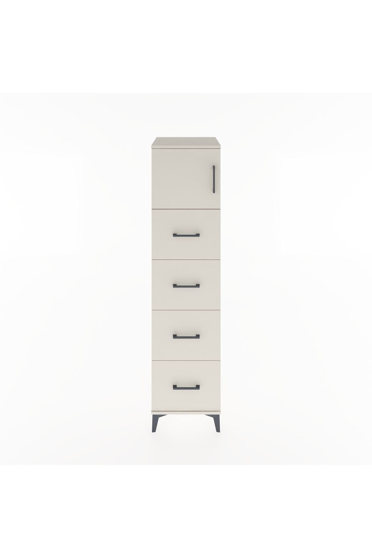 Hyperion Dolap Tek Raflı 4 Çekmeceli Tek Kapaklı 44x44x182 - S55M025V1B