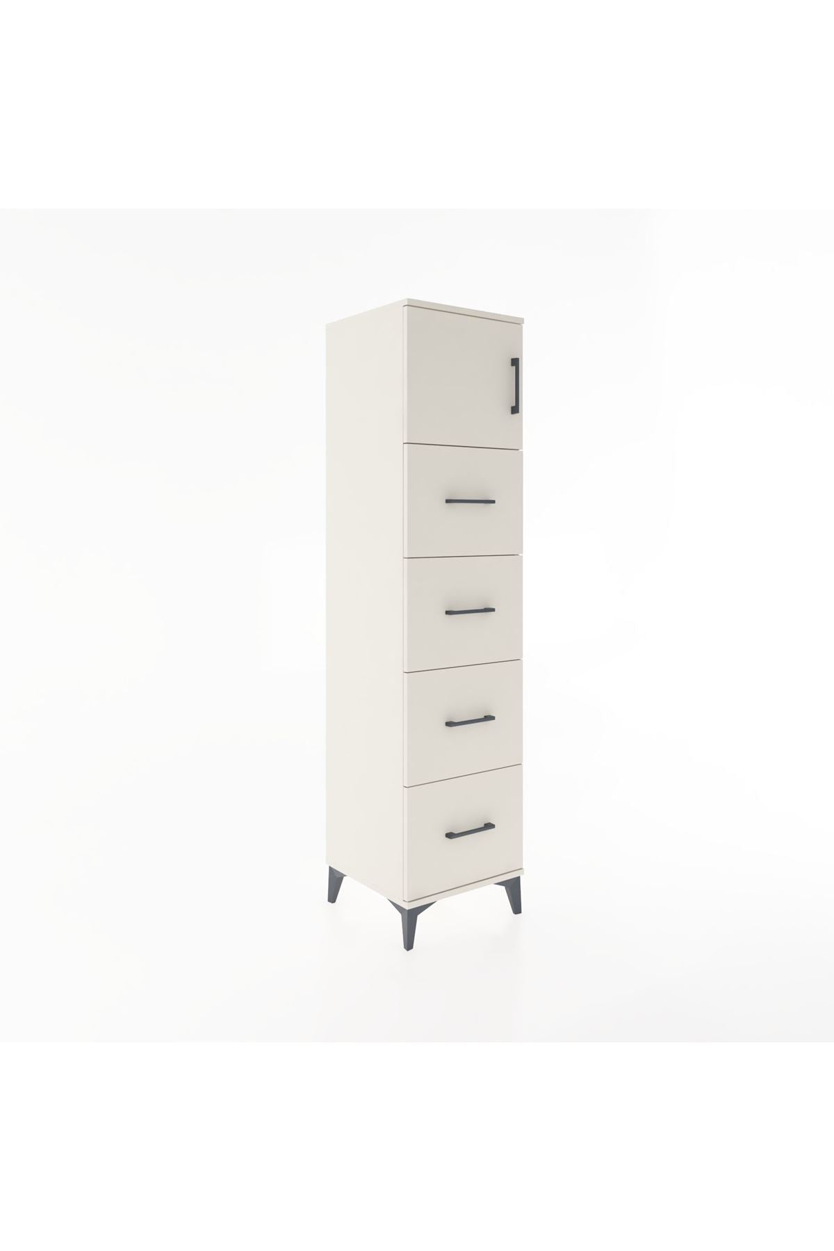 Hyperion Dolap Tek Raflı 4 Çekmeceli Tek Kapaklı 44x44x182 - S55M025V1B