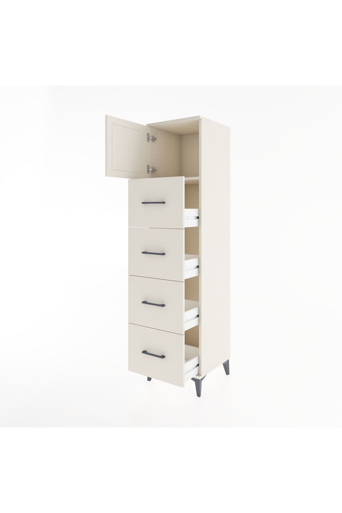 Hyperion Dolap Tek Raflı 4 Çekmeceli Tek Kapaklı 44x44x182 - S55M025V1B