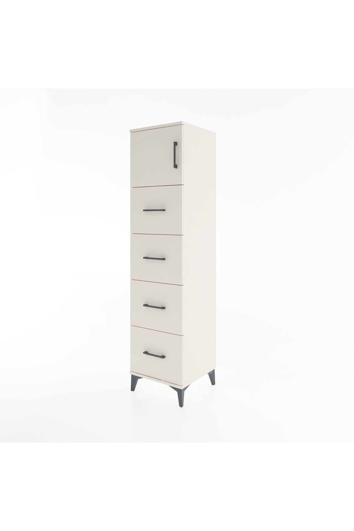Hyperion Dolap Tek Raflı 4 Çekmeceli Tek Kapaklı 44x44x182 - S55M025V1B