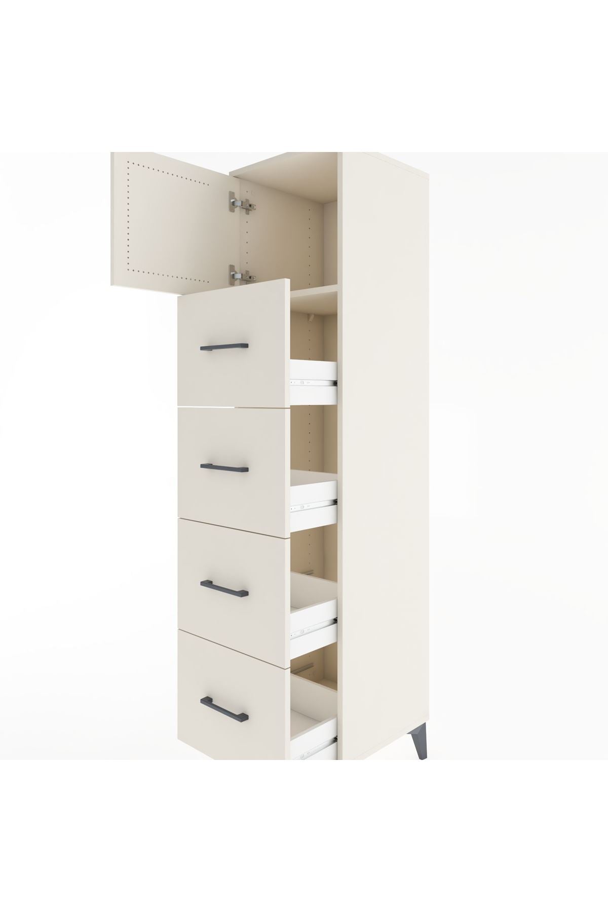 Hyperion Dolap Tek Raflı 4 Çekmeceli Tek Kapaklı 44x44x182 - S55M025V1B