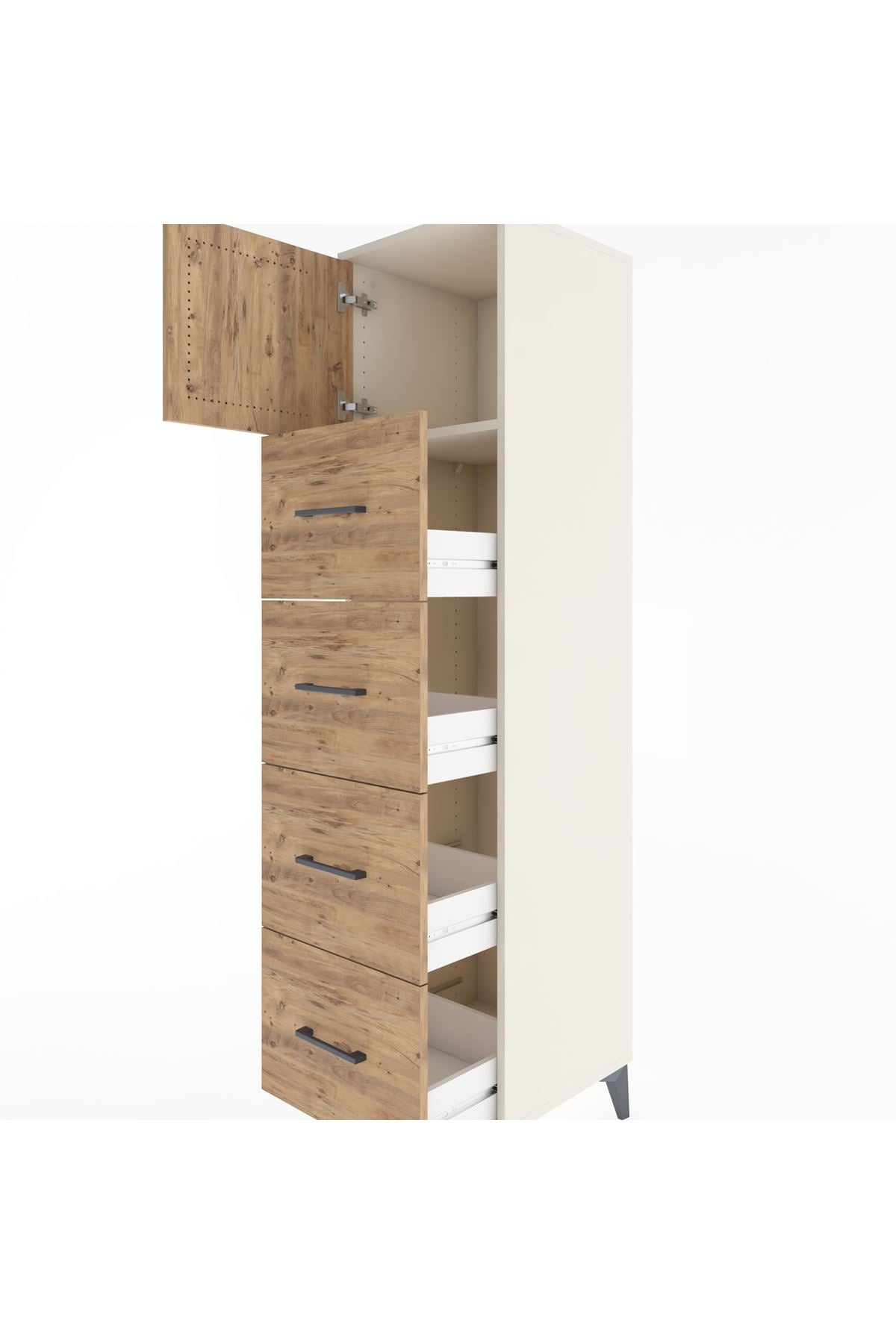 Hyperion Dolap Tek Raflı 4 Çekmeceli Tek Kapaklı 44x44x182 - S55M025V3B