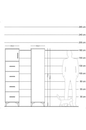 Hyperion Dolap Tek Raflı 4 Çekmeceli Tek Kapaklı 44x44x182 - S55M025V3B