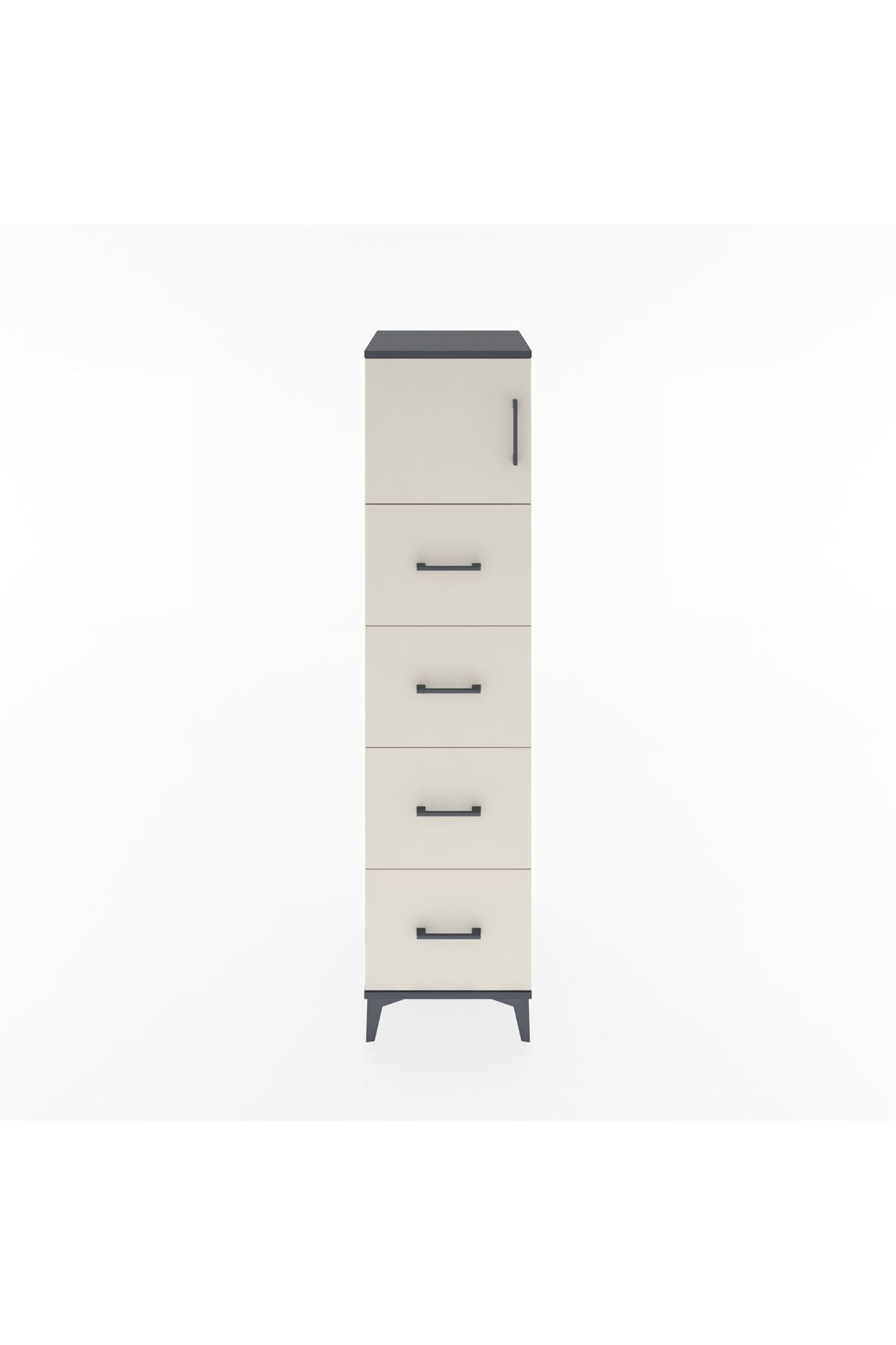 Hyperion Dolap Tek Raflı 4 Çekmeceli Tek Kapaklı 44x44x182 - S55M025V4B