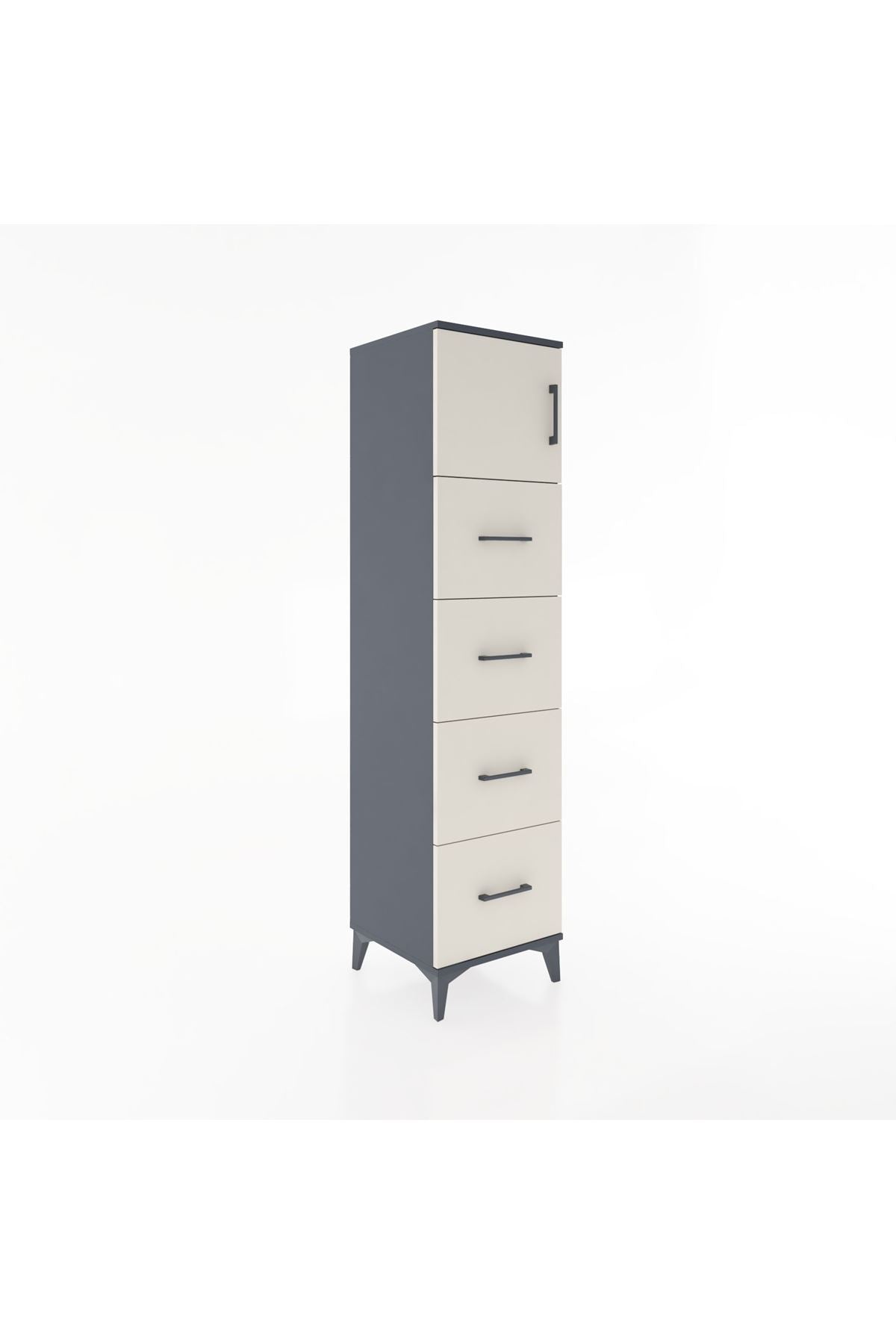 Hyperion Dolap Tek Raflı 4 Çekmeceli Tek Kapaklı 44x44x182 - S55M025V4B