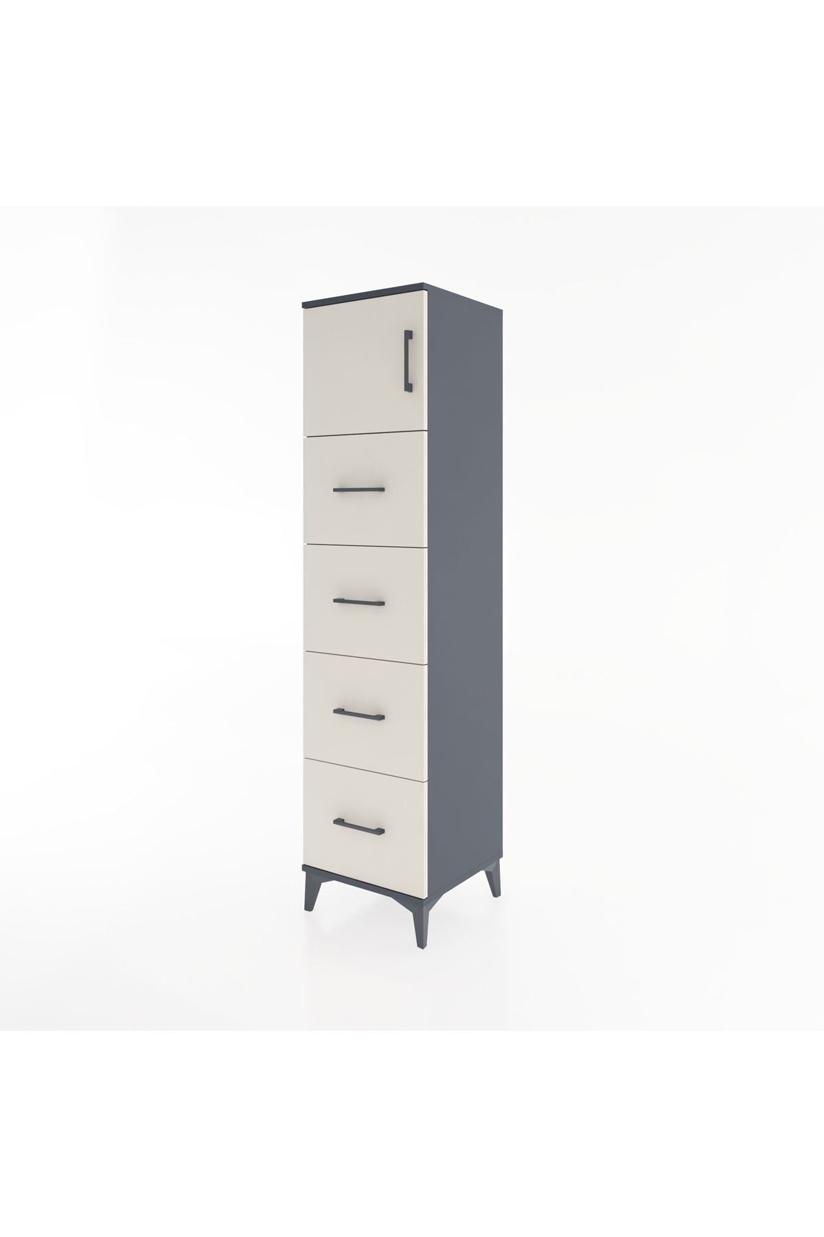 Hyperion Dolap Tek Raflı 4 Çekmeceli Tek Kapaklı 44x44x182 - S55M025V4B