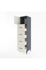 Hyperion Dolap Tek Raflı 4 Çekmeceli Tek Kapaklı 44x44x182 - S55M025V4B