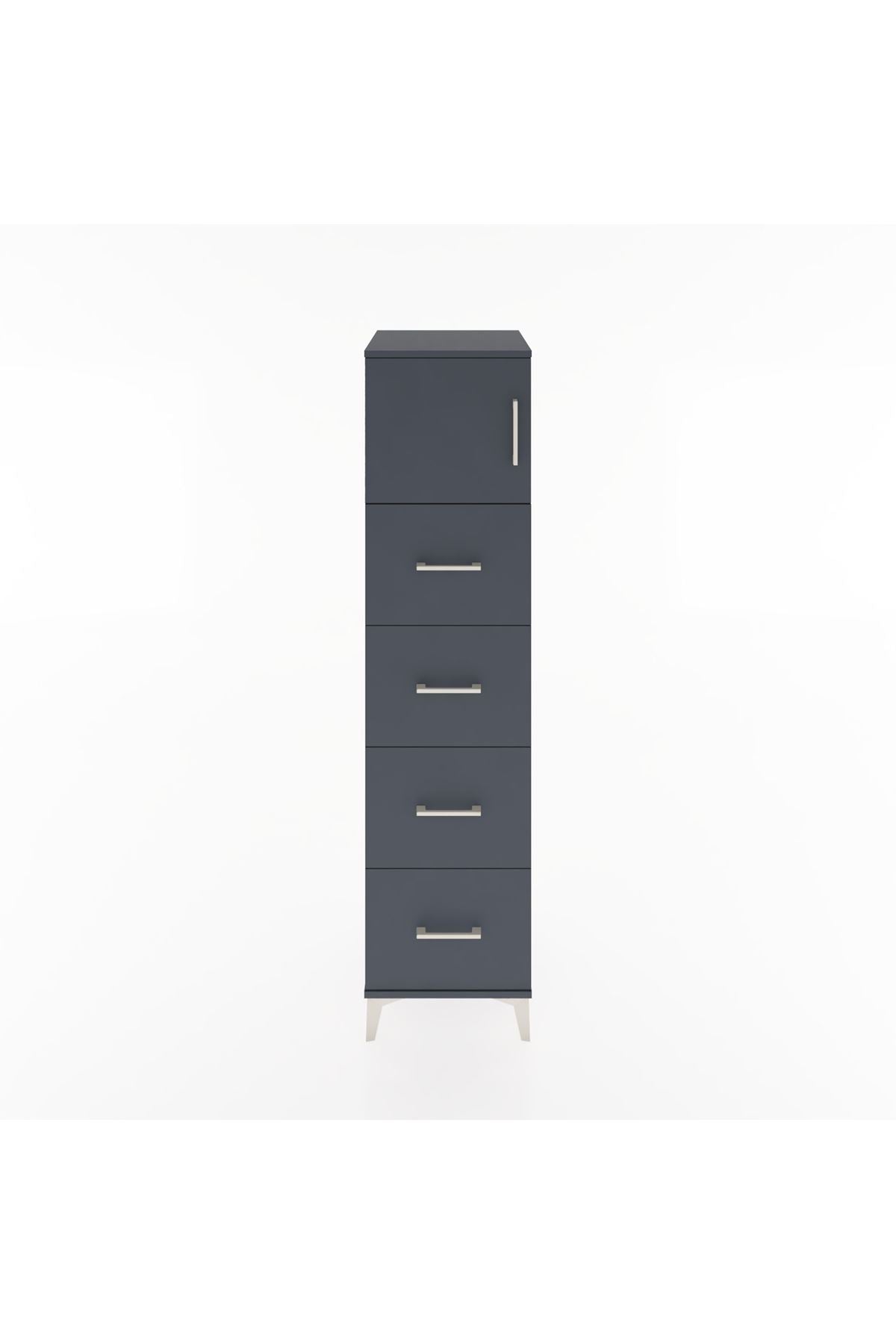 Hyperion Dolap Tek Raflı 4 Çekmeceli Tek Kapaklı 44x44x182 - S55M025V5B