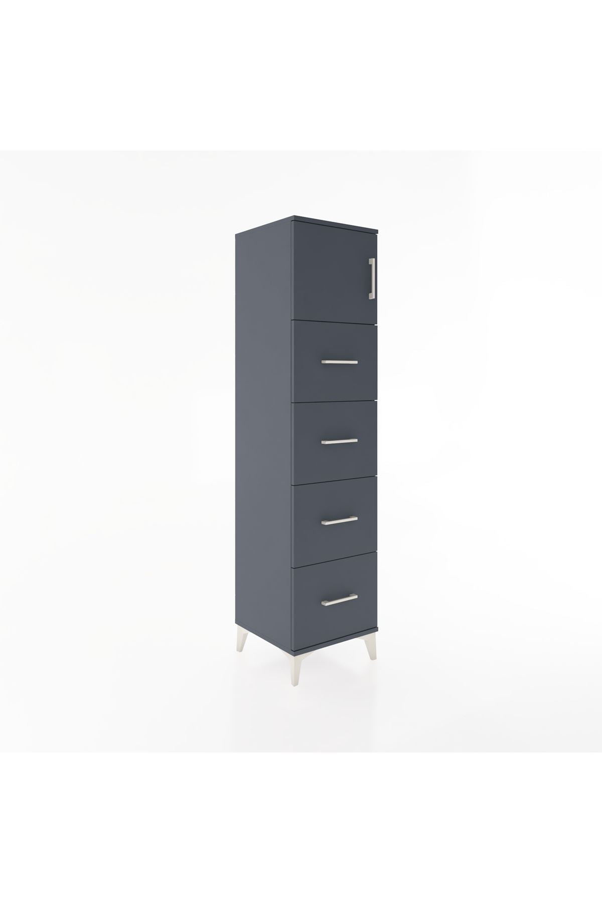 Hyperion Dolap Tek Raflı 4 Çekmeceli Tek Kapaklı 44x44x182 - S55M025V5B
