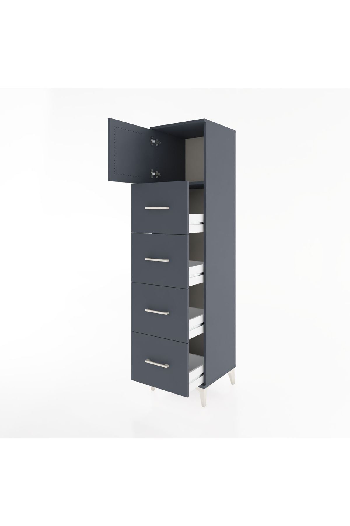 Hyperion Dolap Tek Raflı 4 Çekmeceli Tek Kapaklı 44x44x182 - S55M025V5B