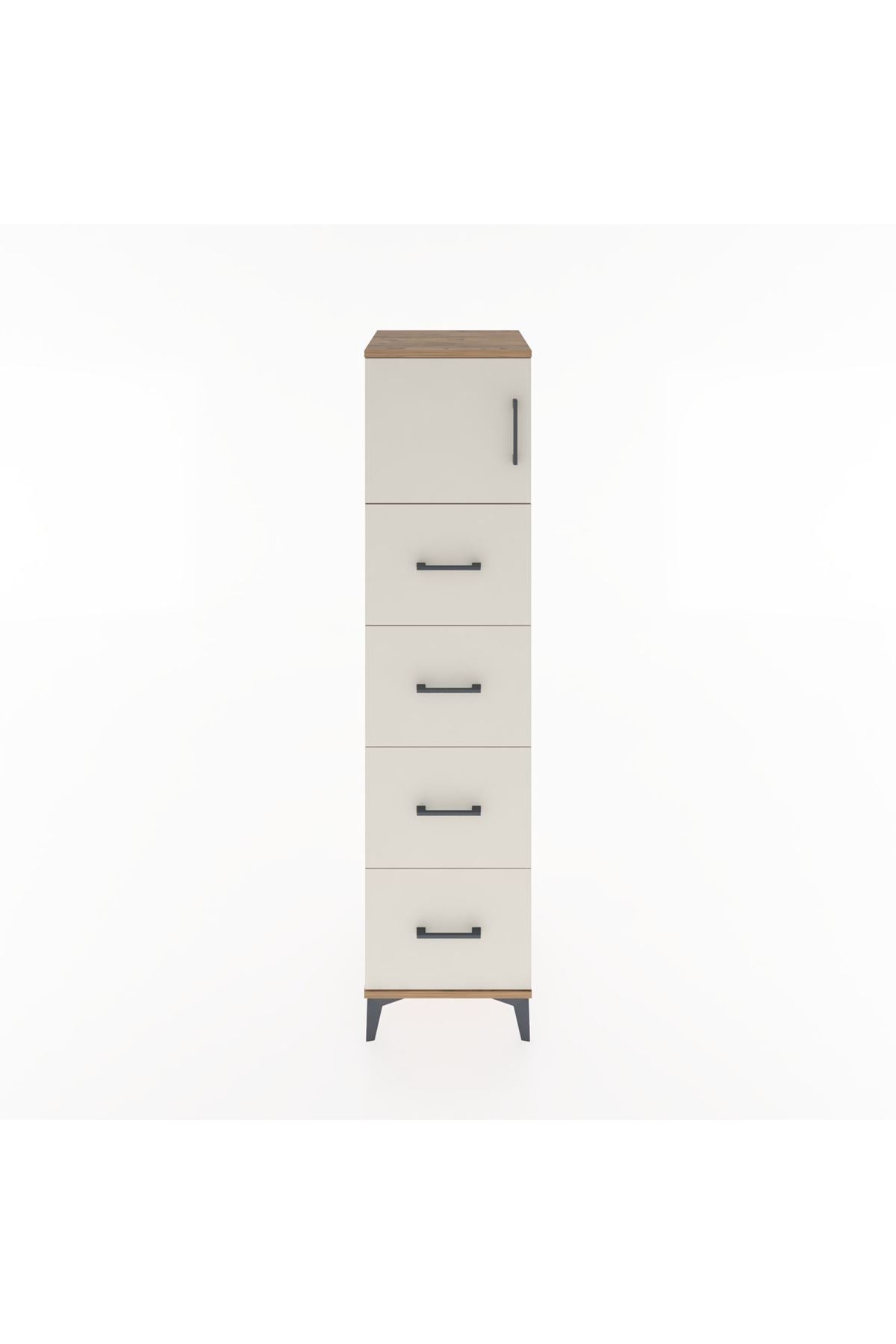 Hyperion Dolap Tek Raflı 4 Çekmeceli Tek Kapaklı 44x44x182 - S55M025V7B