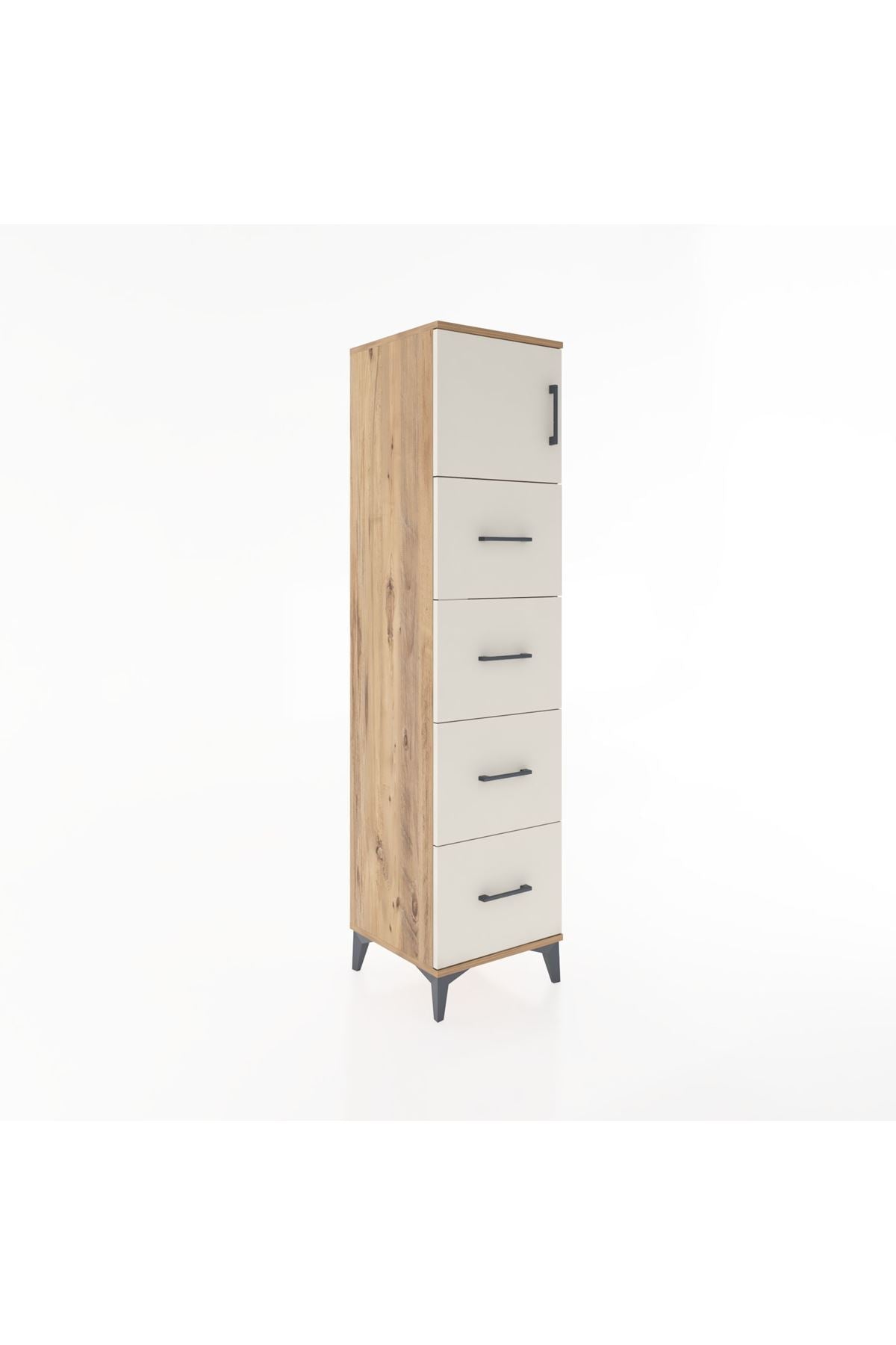 Hyperion Dolap Tek Raflı 4 Çekmeceli Tek Kapaklı 44x44x182 - S55M025V7B