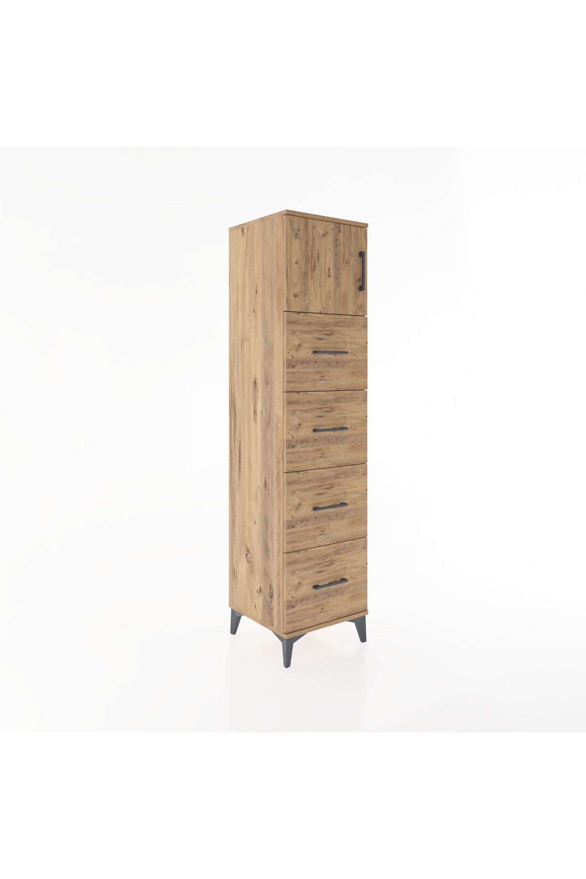 Hyperion Dolap Tek Raflı 4 Çekmeceli Tek Kapaklı 44x44x182 - S55M025V9B