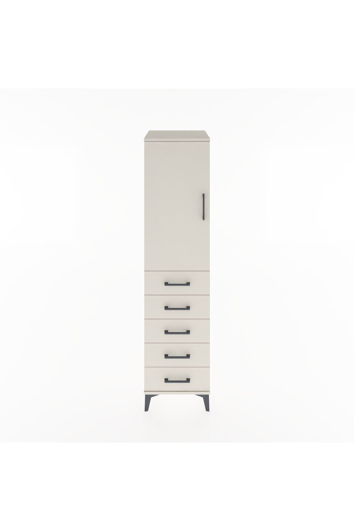 Hyperion Dolap Tek Raflı 5 Çekmeceli Tek Askılı 44x44x182 - S55M026V1B
