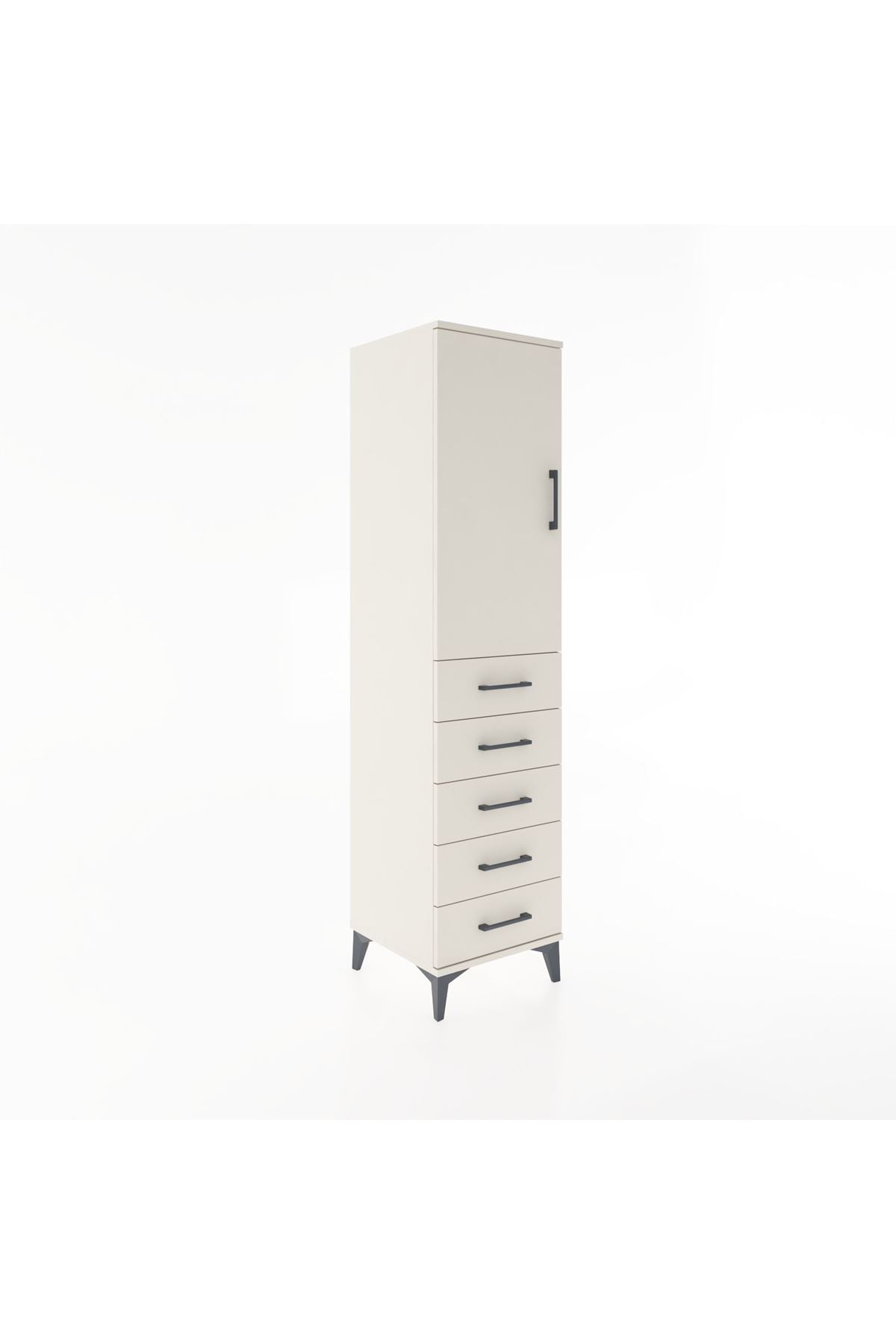 Hyperion Dolap Tek Raflı 5 Çekmeceli Tek Askılı 44x44x182 - S55M026V1B