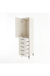 Hyperion Dolap Tek Raflı 5 Çekmeceli Tek Askılı 44x44x182 - S55M026V1B