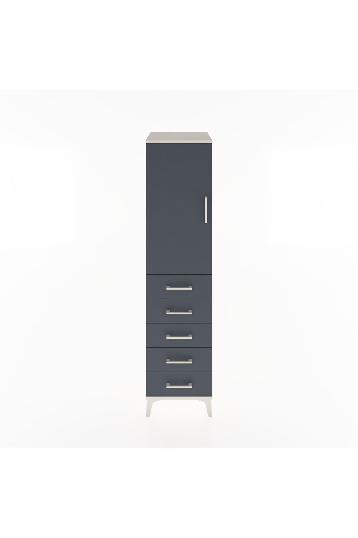 Hyperion Dolap Tek Raflı 5 Çekmeceli Tek Askılı 44x44x182 - S55M026V2B