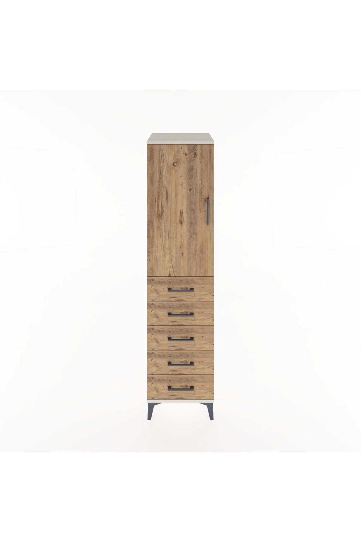 Hyperion Dolap Tek Raflı 5 Çekmeceli Tek Askılı 44x44x182 - S55M026V3B