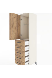 Hyperion Dolap Tek Raflı 5 Çekmeceli Tek Askılı 44x44x182 - S55M026V3B