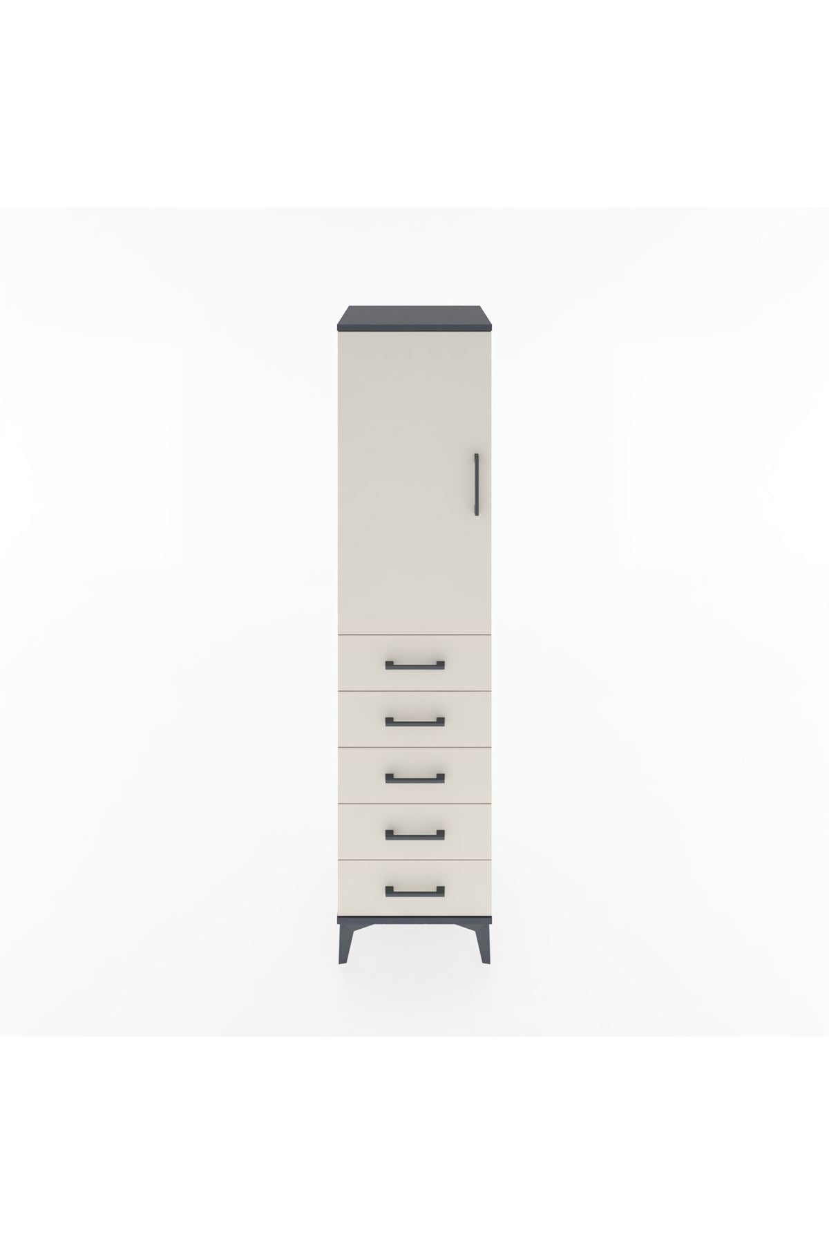 Hyperion Dolap Tek Raflı 5 Çekmeceli Tek Askılı 44x44x182 - S55M026V4B