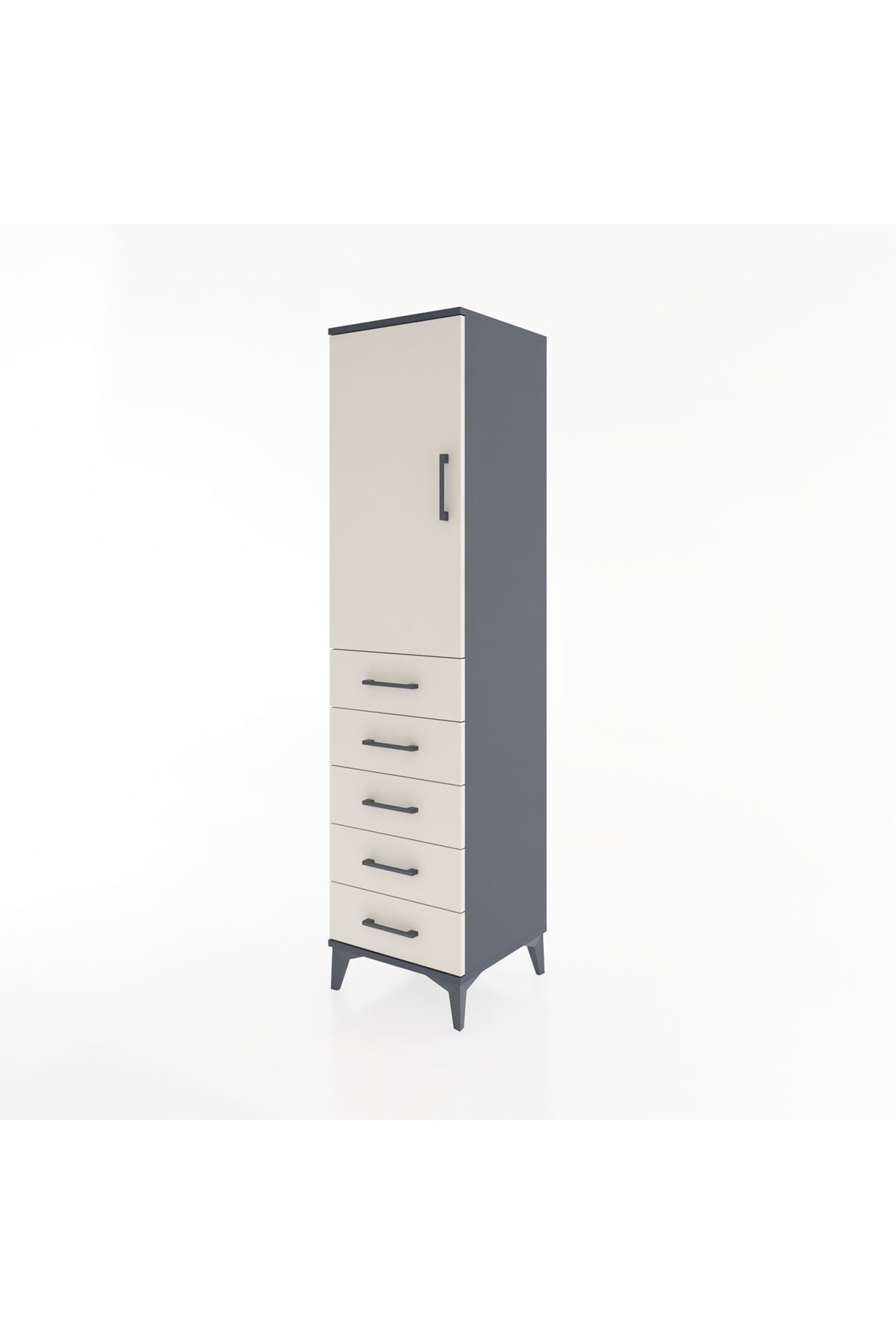 Hyperion Dolap Tek Raflı 5 Çekmeceli Tek Askılı 44x44x182 - S55M026V4B