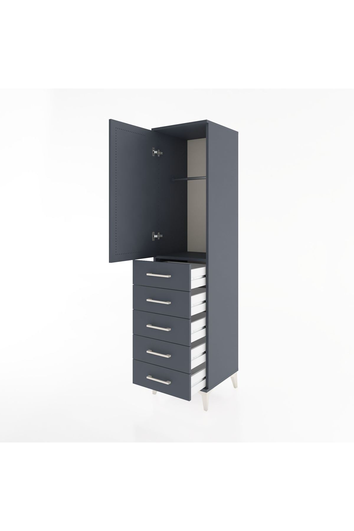 Hyperion Dolap Tek Raflı 5 Çekmeceli Tek Askılı 44x44x182 - S55M026V5B