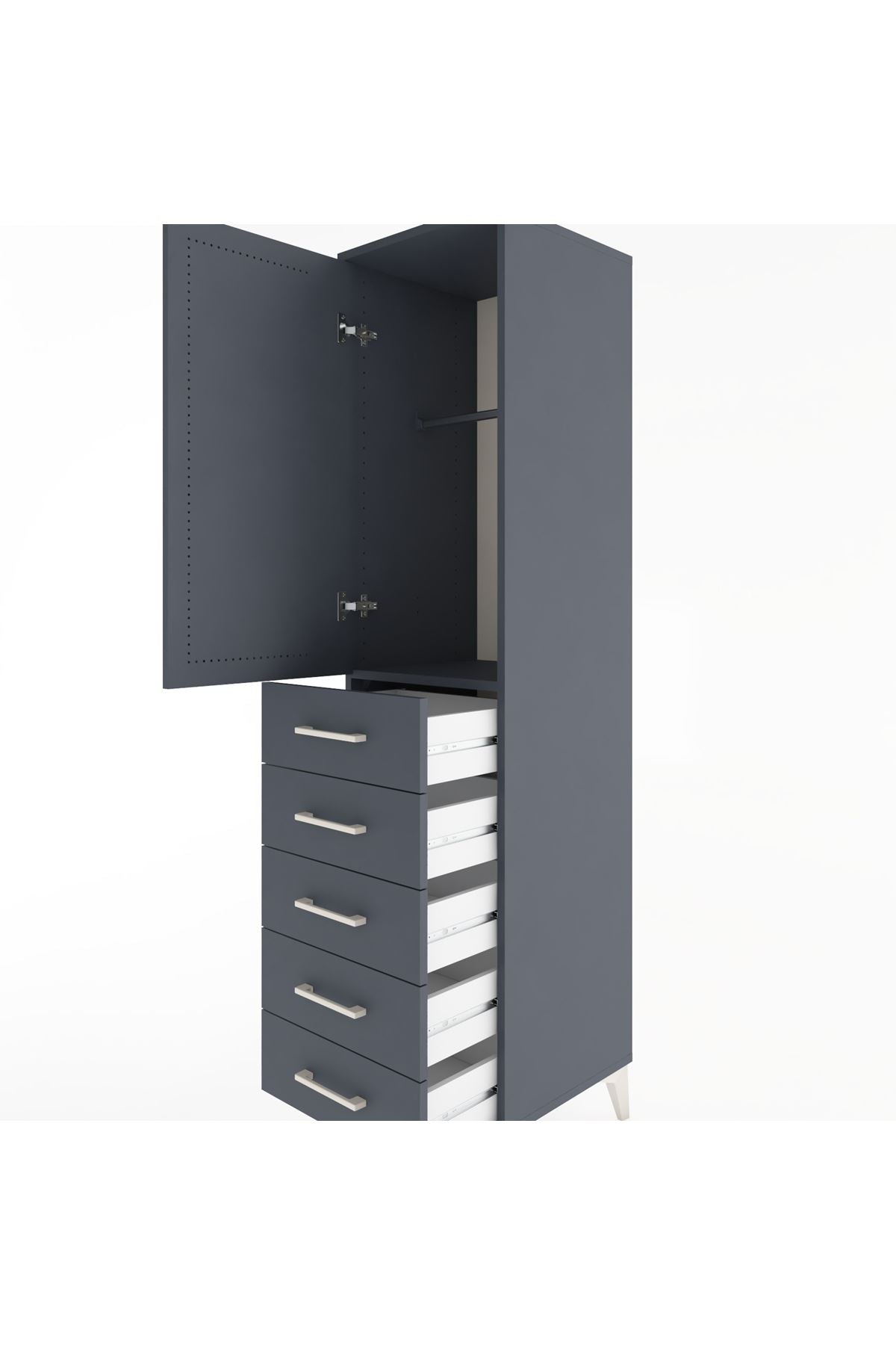 Hyperion Dolap Tek Raflı 5 Çekmeceli Tek Askılı 44x44x182 - S55M026V5B