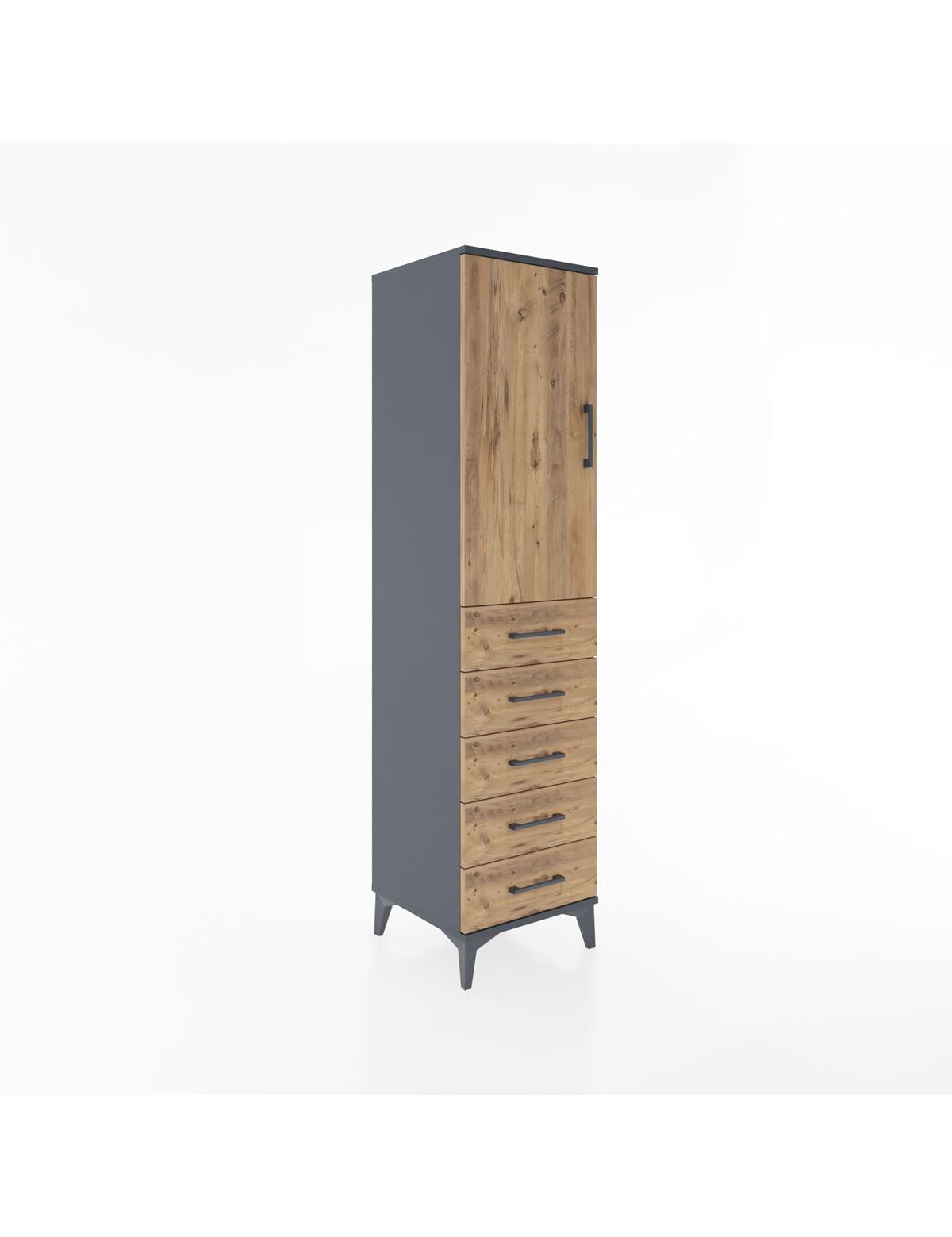 Hyperion Dolap Tek Raflı 5 Çekmeceli Tek Askılı 44x44x182 - S55M026V6B