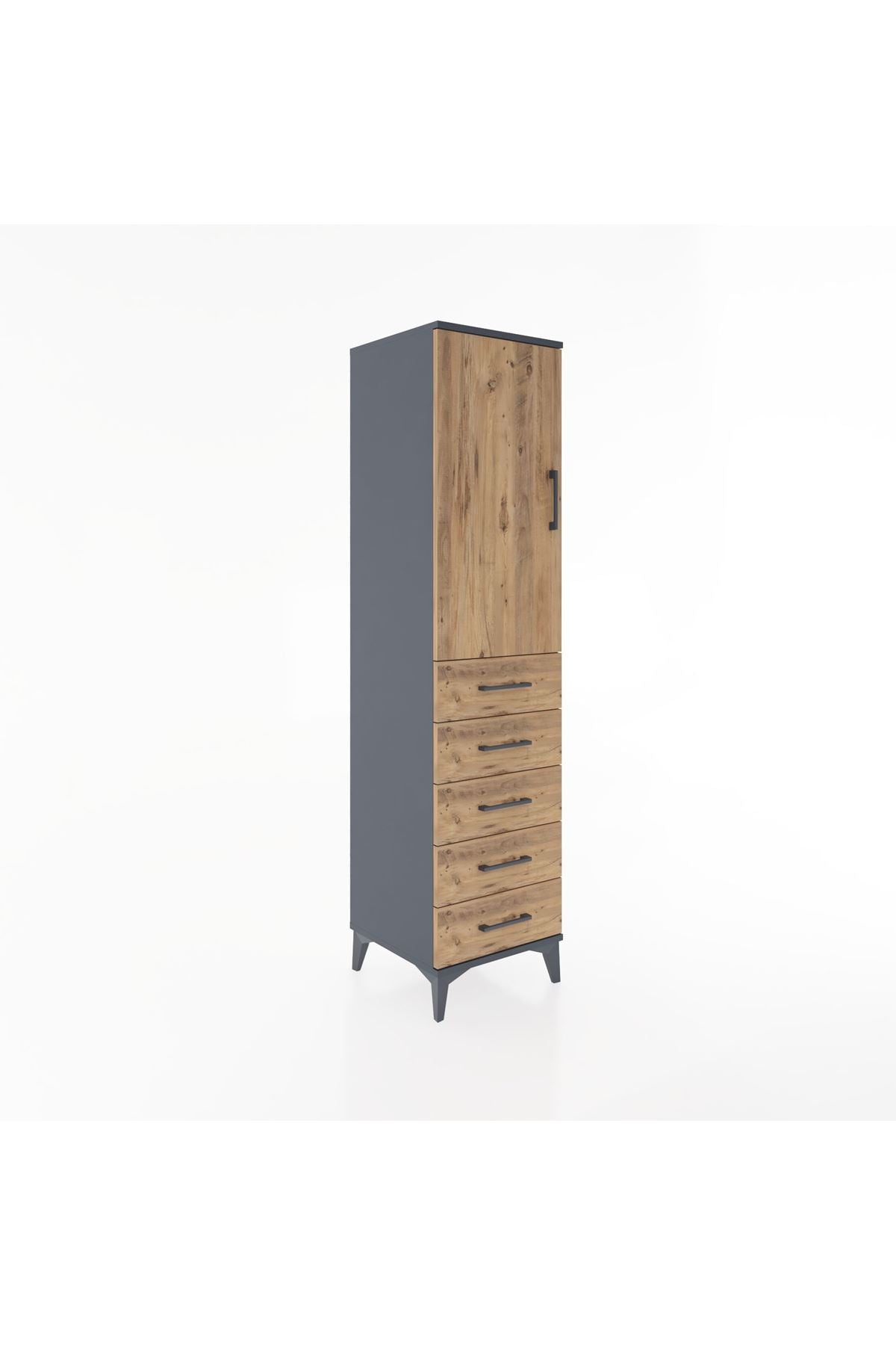 Hyperion Dolap Tek Raflı 5 Çekmeceli Tek Askılı 44x44x182 - S55M026V6B