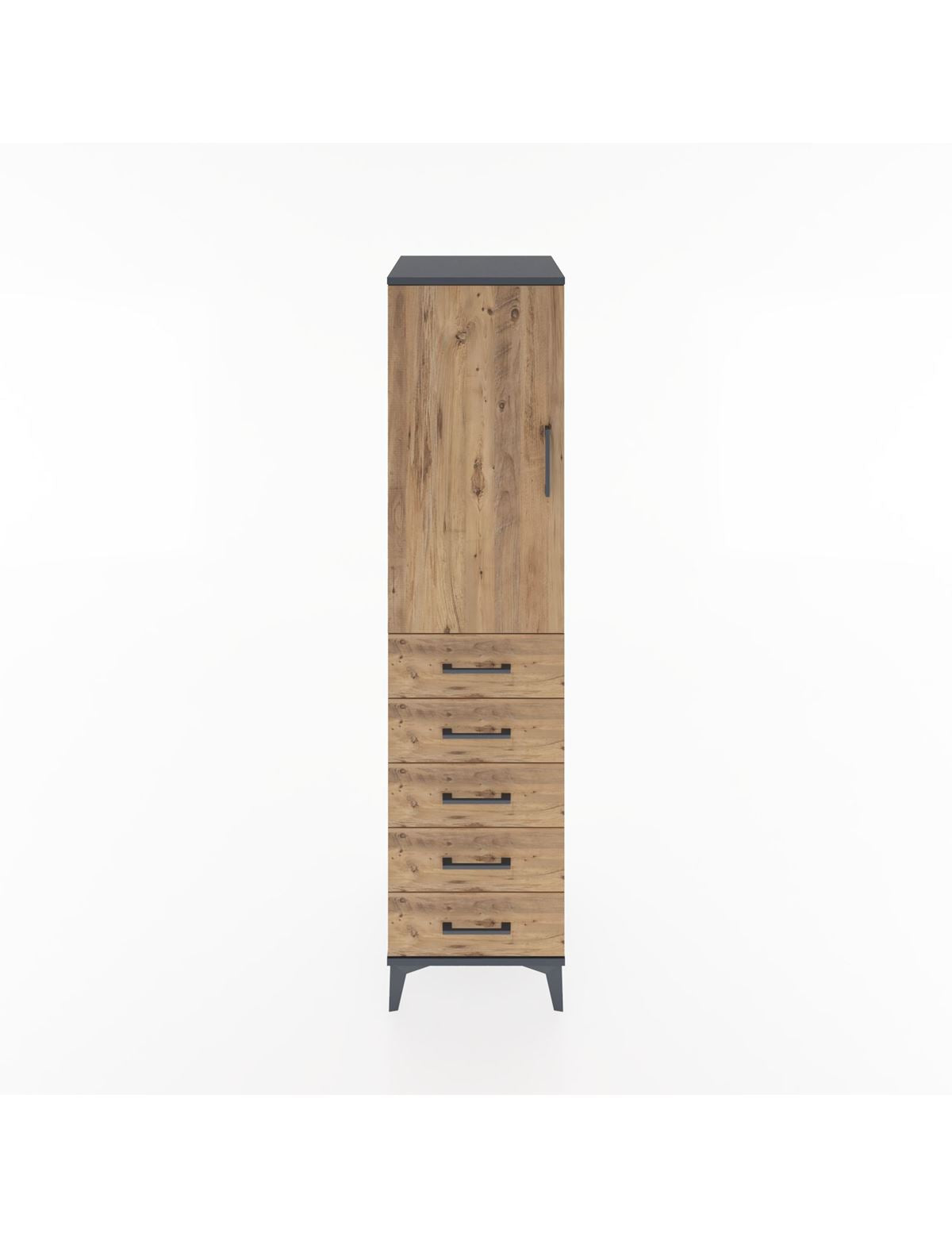 Hyperion Dolap Tek Raflı 5 Çekmeceli Tek Askılı 44x44x182 - S55M026V6B