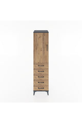 Hyperion Dolap Tek Raflı 5 Çekmeceli Tek Askılı 44x44x182