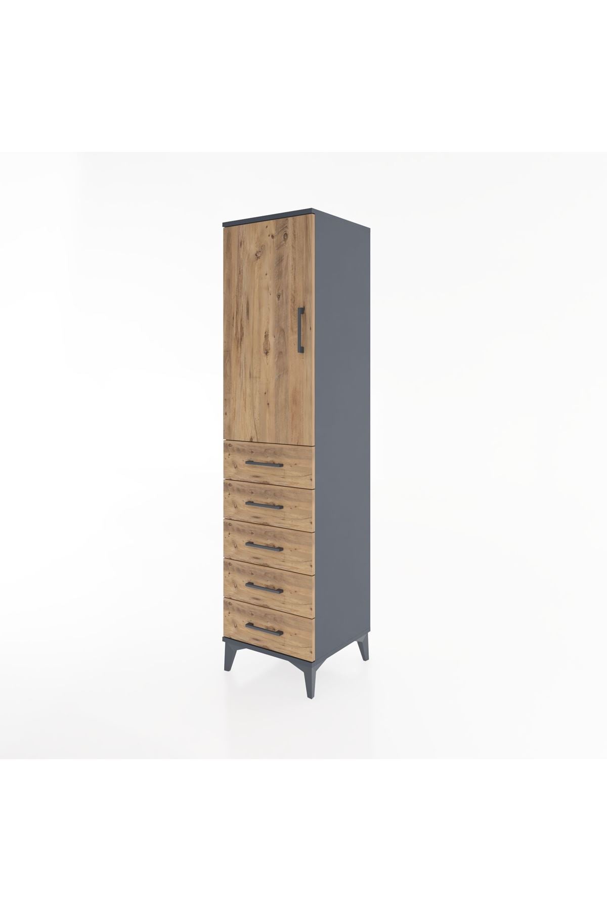 Hyperion Dolap Tek Raflı 5 Çekmeceli Tek Askılı 44x44x182 - S55M026V6B