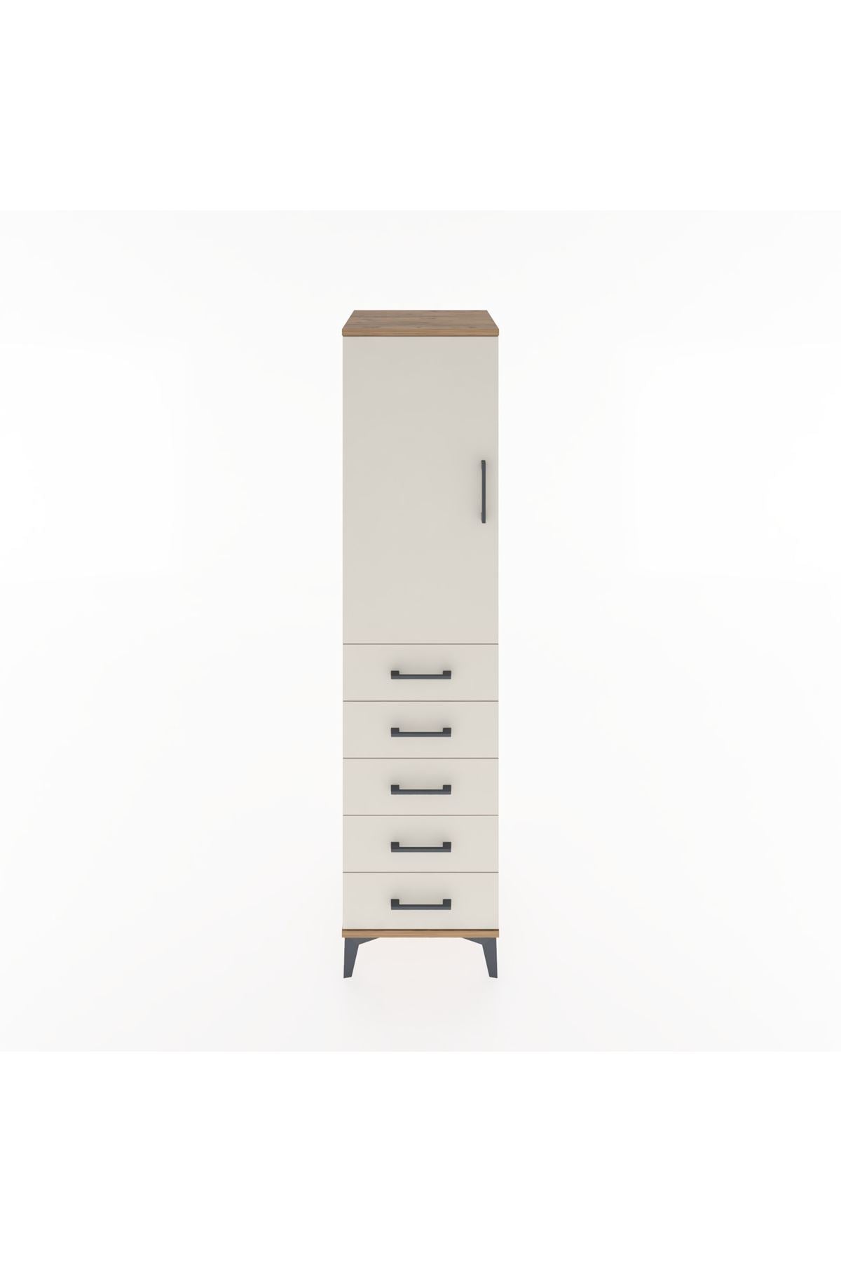Hyperion Dolap Tek Raflı 5 Çekmeceli Tek Askılı 44x44x182 - S55M026V7B