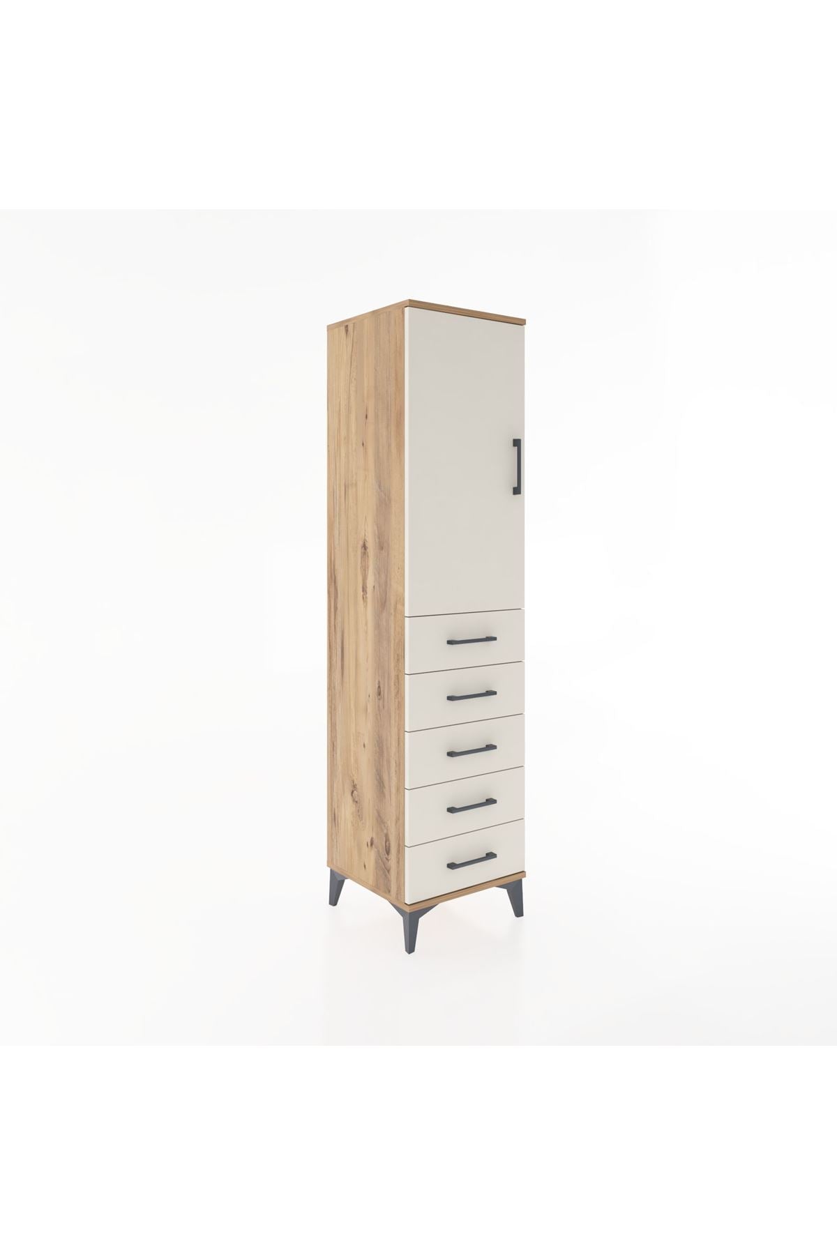 Hyperion Dolap Tek Raflı 5 Çekmeceli Tek Askılı 44x44x182 - S55M026V7B