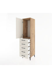 Hyperion Dolap Tek Raflı 5 Çekmeceli Tek Askılı 44x44x182 - S55M026V7B
