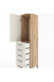 Hyperion Dolap Tek Raflı 5 Çekmeceli Tek Askılı 44x44x182 - S55M026V7B