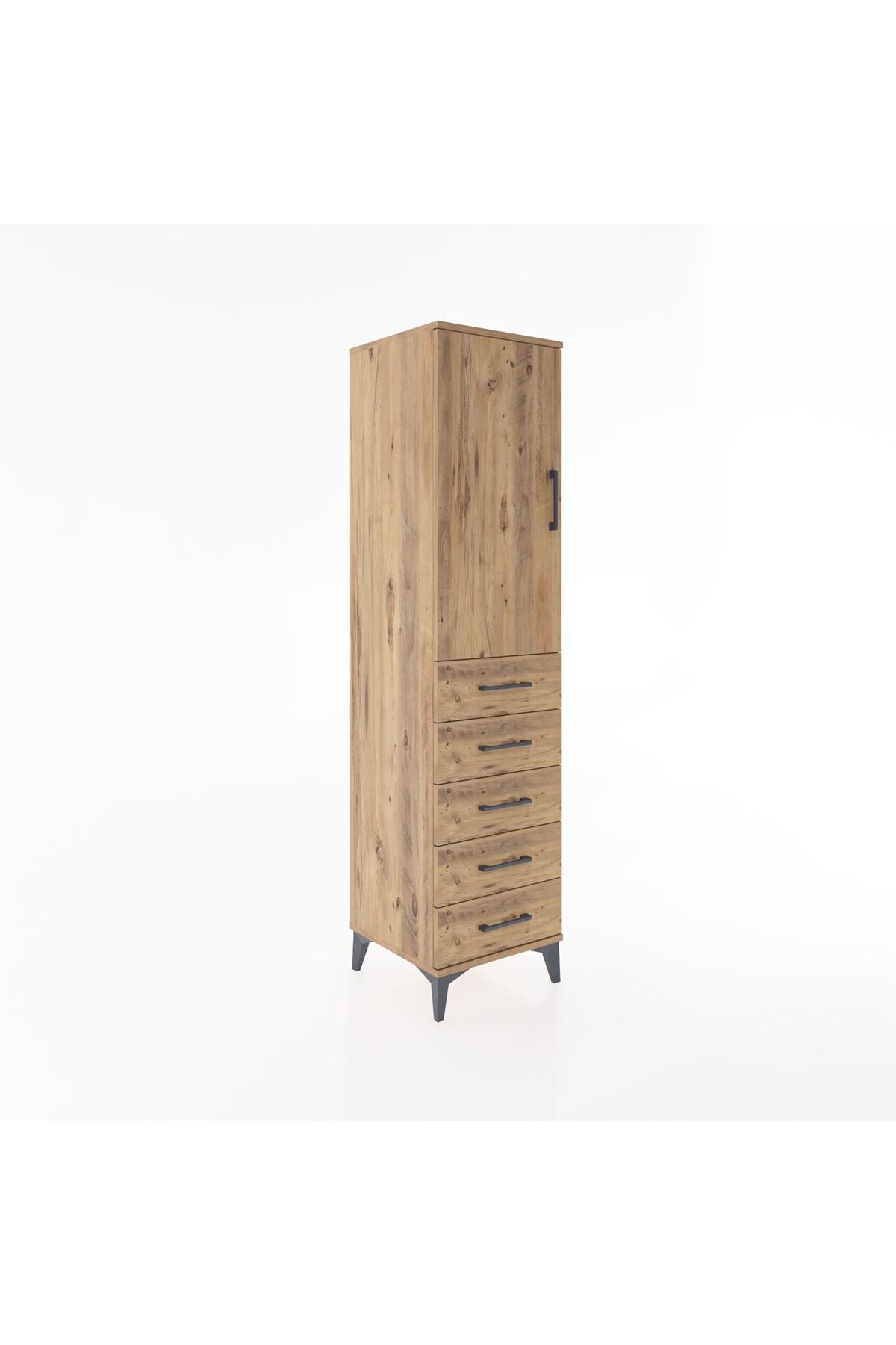 Hyperion Dolap Tek Raflı 5 Çekmeceli Tek Askılı 44x44x182 - S55M026V9B